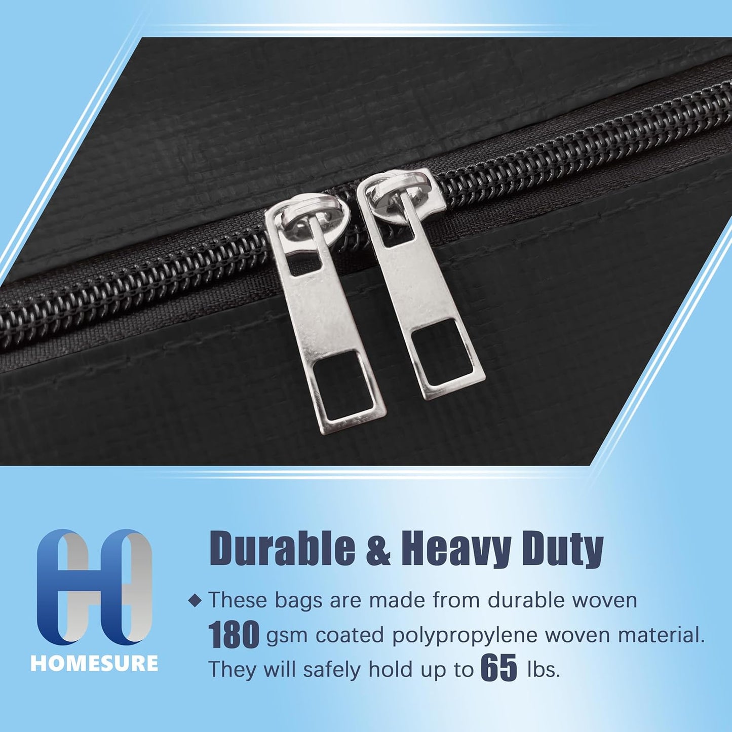 12 Pack Large Strong Moving Bags with Zippers & Carrying Handles - Water-Resistant - Heavy Duty Storage Tote for Space Saving Moving Storage, Fold Flat, Alternative to Moving Box (Black)