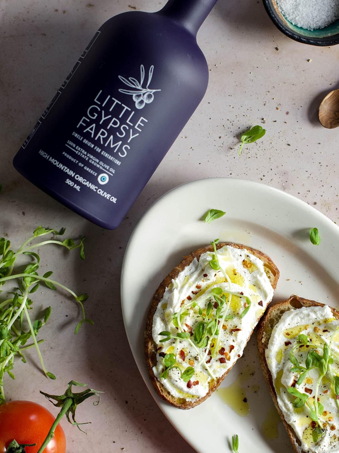 High Mountain Organic EVOO from Little Gypsy Farms | Extra Virgin Olive Oil from a Single Estate in Greece | First Cold-Pressed | High Polyphenols & Amino Acids | Non-GMO | 350ml