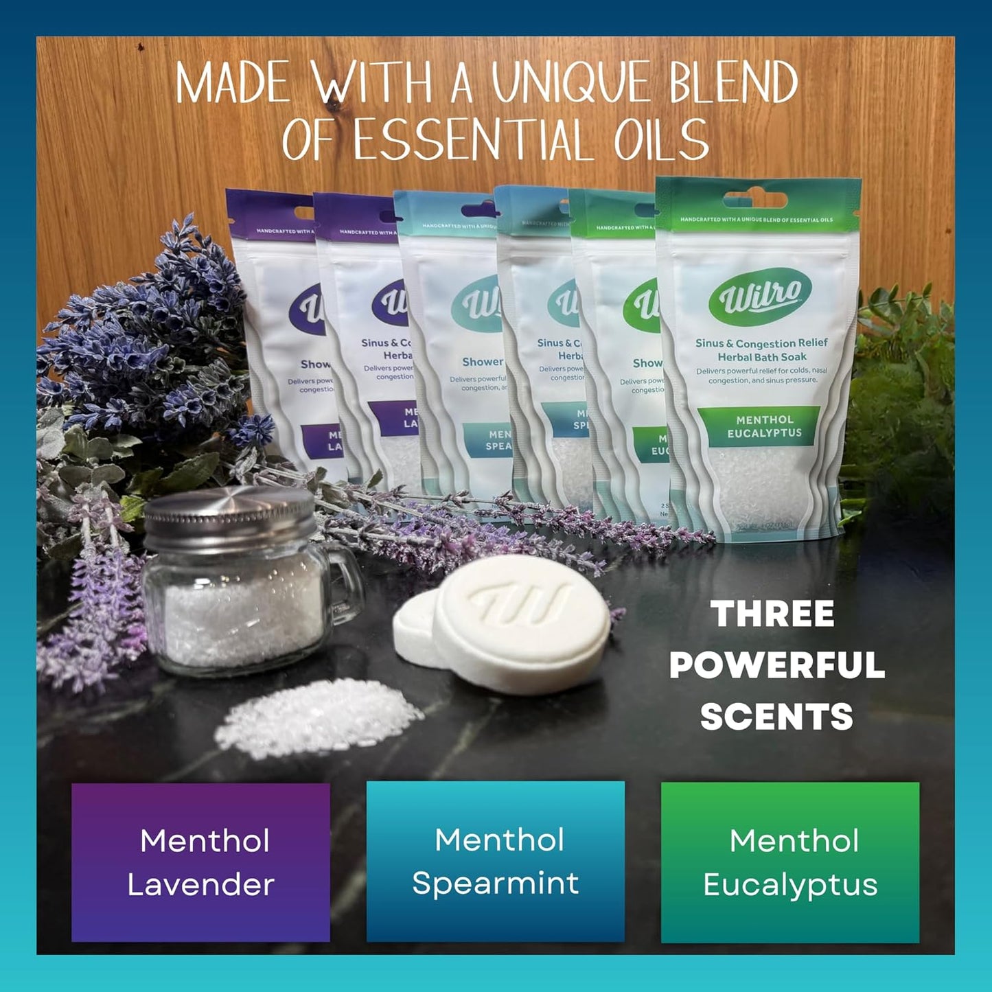 Wilro Soothing, Aromatic Shower Steamers, 3 Pack, Menthol Lavender (6 Steamers), Made in The USA