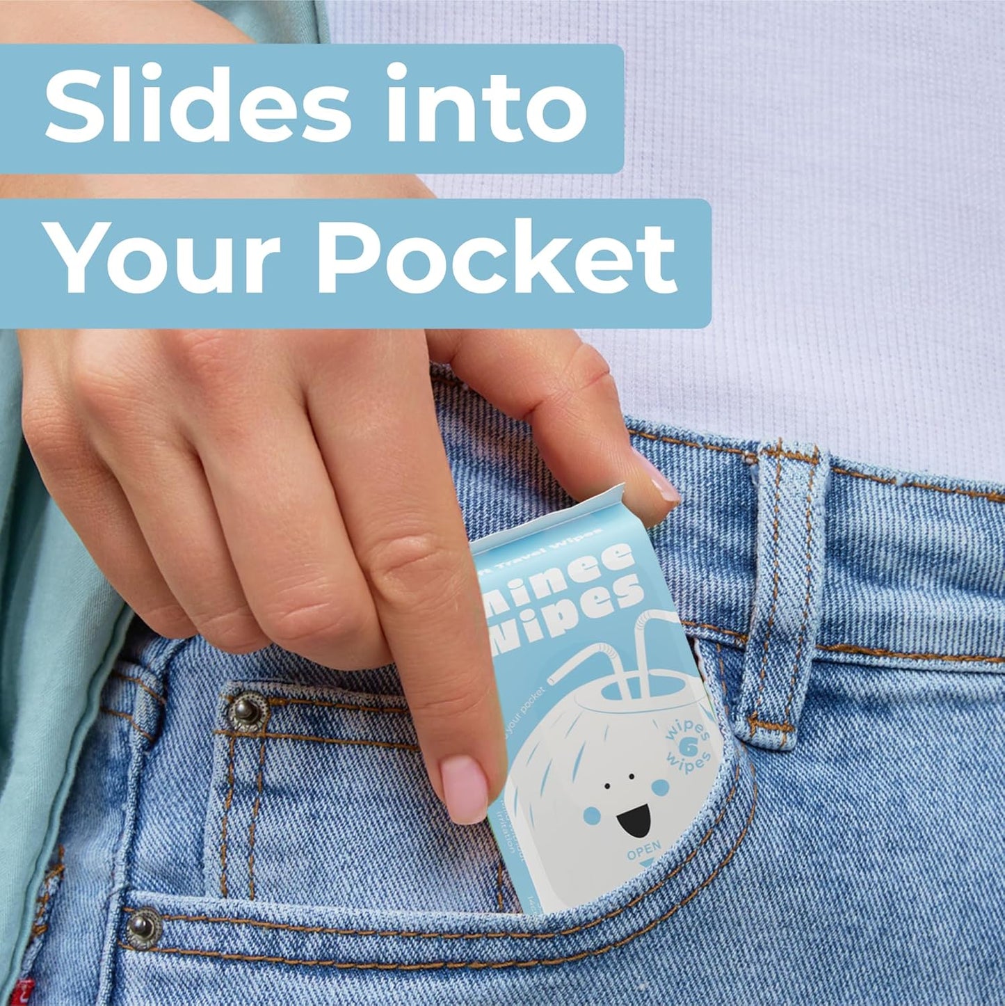 Impossibly Compact Travel Wipes - 99.5% Water - Safe for Sensitive Skin & Hypoallergenic, Resealable, Thick & Durable - For Adults, Kids & Baby Care - Coconut, 10 Pack Total 60 Wipes