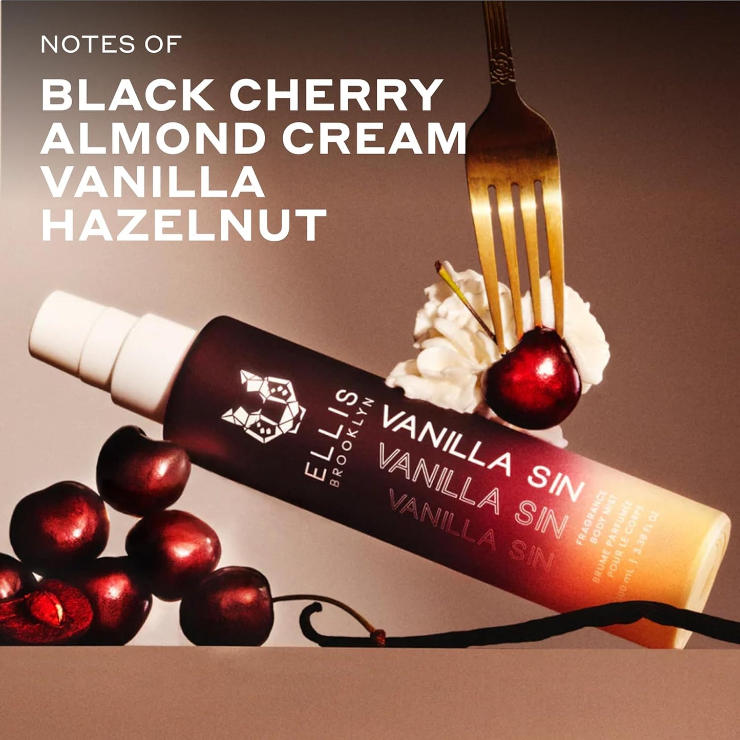 Ellis Brooklyn VANILLA SIN Hair And Body Fragrance Mist - Gourmand Perfume Mist with Black Cherry, Fresh Freesia, & Bourbon Vanilla, Vegan Perfume Made In The USA, 50ml 1.7 Fl Oz