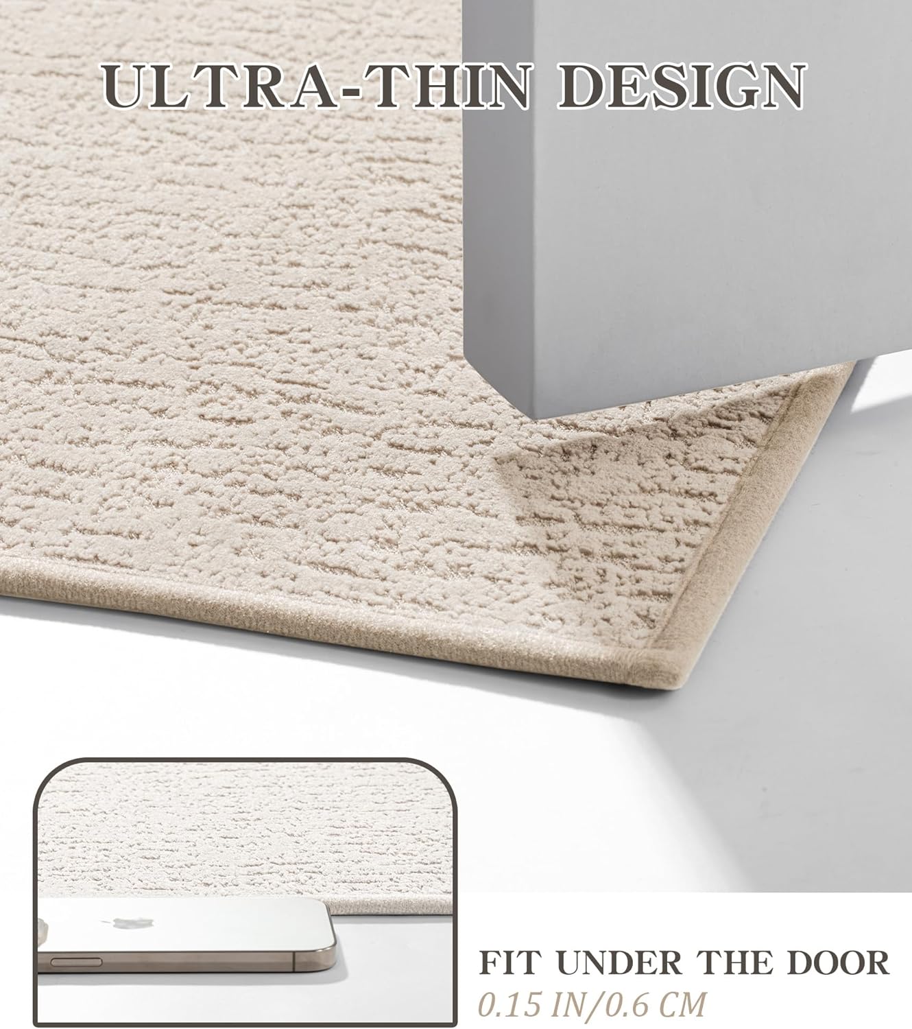 chakme Bathroom Rugs Mat 36x24, Ultra Thin Non Slip Bath Mat Quick Dry Absorbent Bath Mat for Bathroom Floor, (Light Beige, 36"x24")