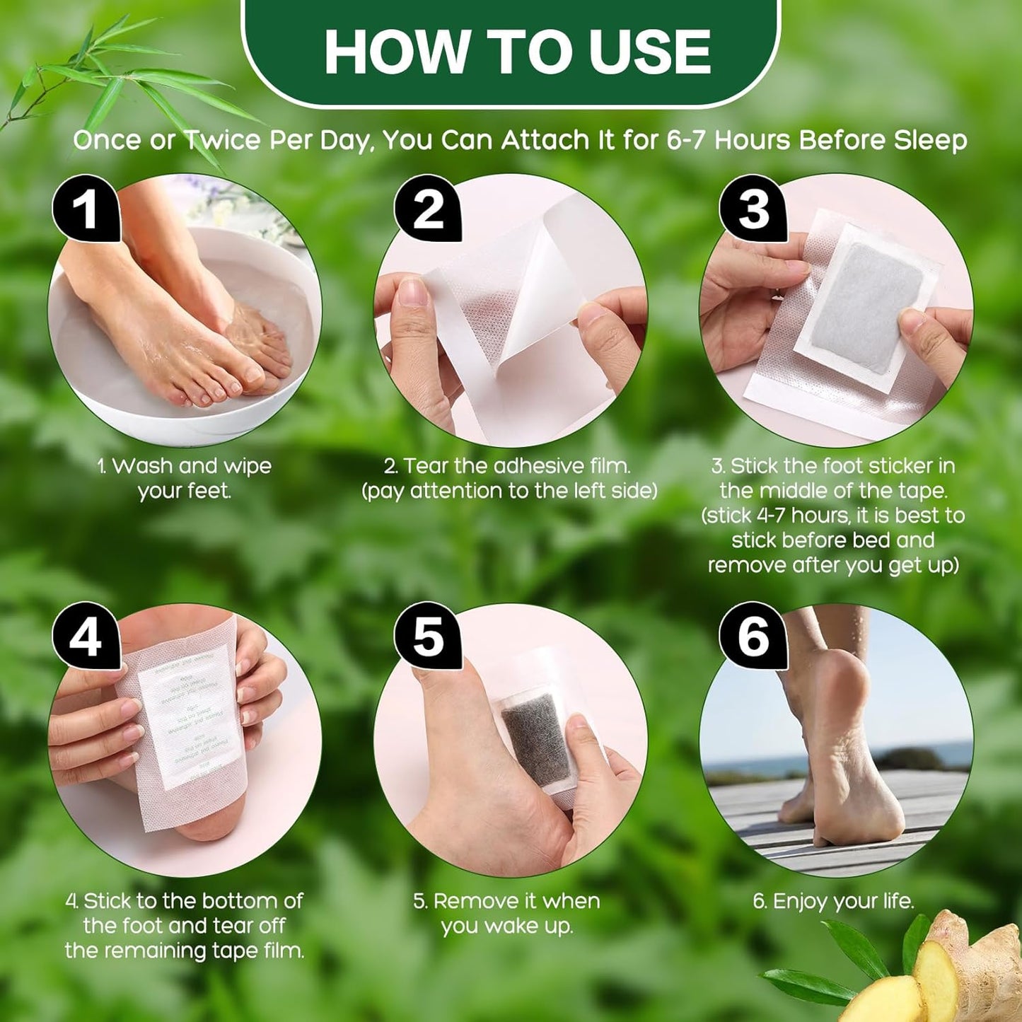 XIWEIOO100 Pack Foot Pads Paches,feet Deep Cleansing Bamboo Foot Paches, Ginger Foot Pads Foot Care Pads |Natural Bamboo Charcoal Ginger Oil Care Patch