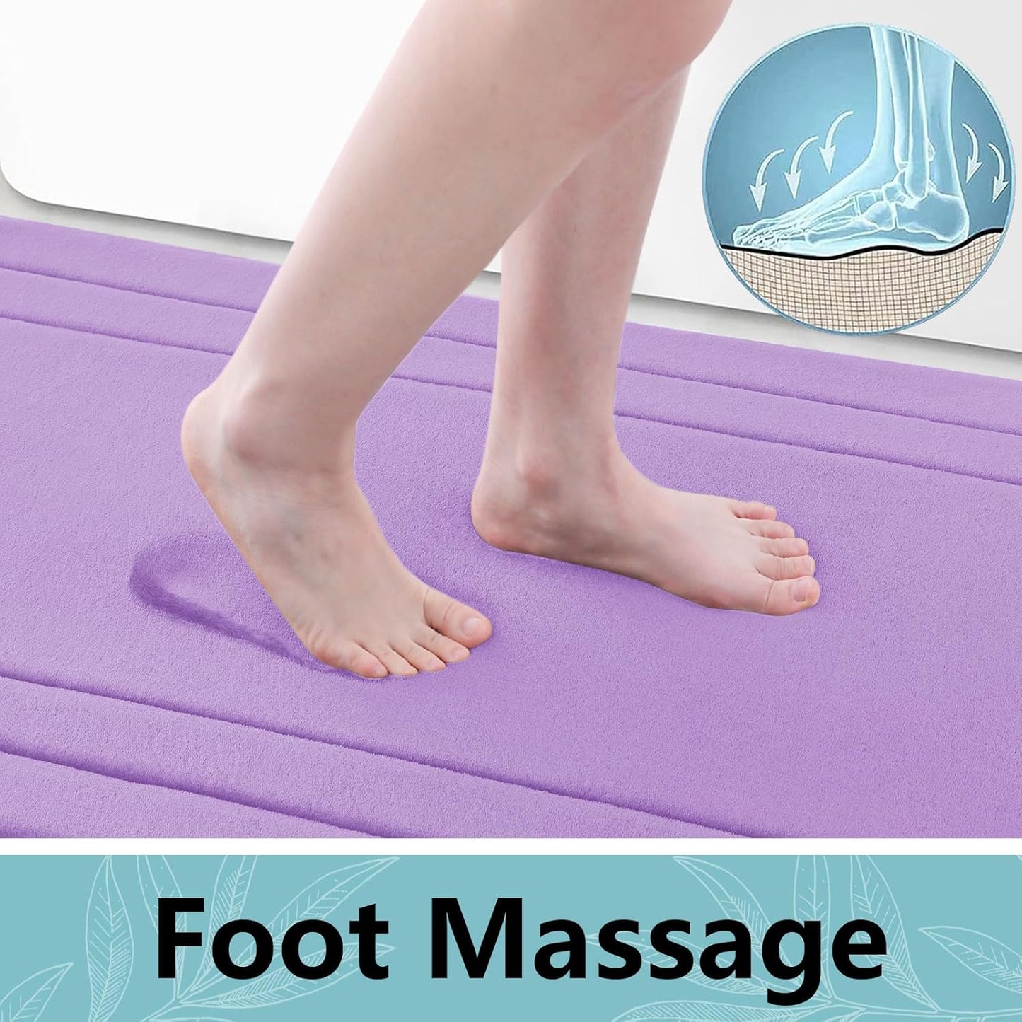 Arotive Memory Foam Bathroom Rug Mat 44x24, Ultra Soft and Absorbent Bath Mat, Machine Wash Dry, Comfortable Bath Rug Carpet for Bathroom Floor, Tub and Shower, Lavender