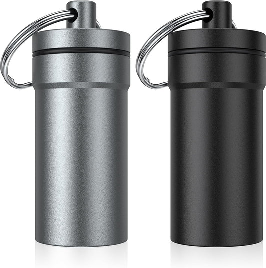 Portable Ear Plug Carrying Case, Urekt Waterproof Metal Earplug Case Keychain Container Holder（2 Pack）