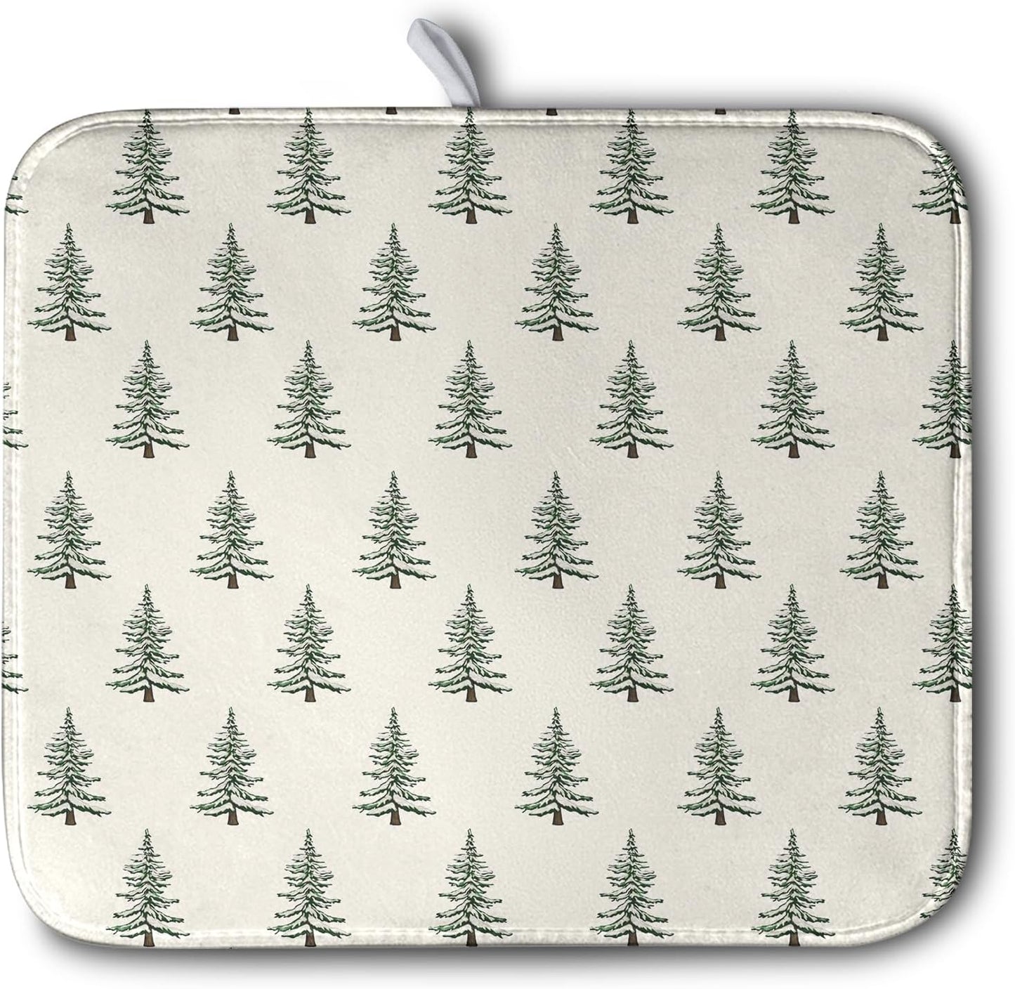 Christmas Tree Dish Drying Mat Winter Xmas Holiday Drying Mats Microfiber Absorbent Dishes Drying Pad Reusable Washable Kitchen Countertop Protector Dish Drainer Rack Mat 16x18 Inch