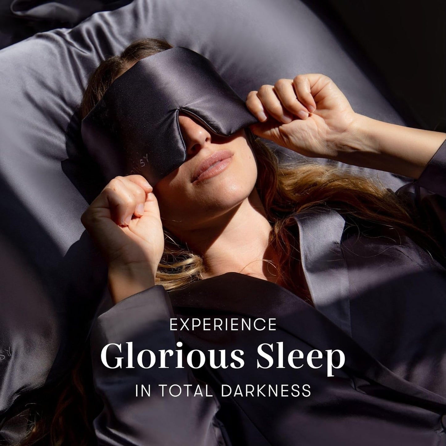 DROWSY Silk Sleep Mask - Face-Hugging, Padded Cocoon for Luxury Sleep in Total Darkness - 100% Pure Mulberry Silk (Moonlight Shadow)
