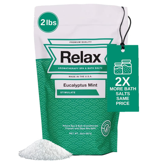 Relax Spa & Bath, Epsom & Dead Sea Salts, Aromatherapy Bath Salts for Hot Tub, Bath, or Spa, Infused with Magnesium, Eucalyptus Mint Scent
