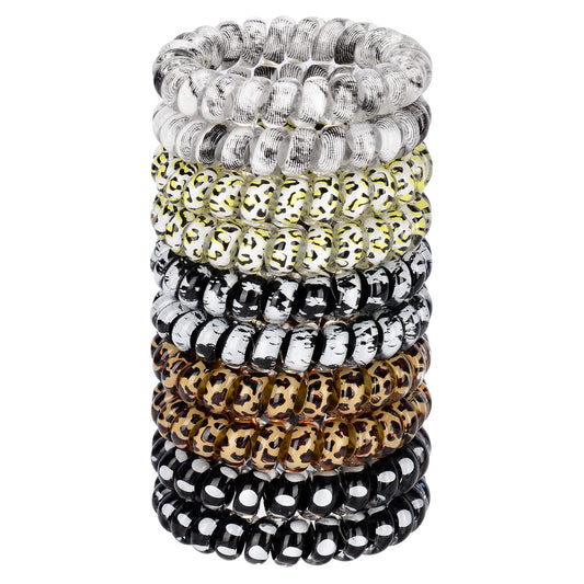 JessLab Spiral Hair Ties for Women, 10-Pack Traceless No-Damage Ponytail Holders, Coils Hair Bands for Girls, Assorted Colors