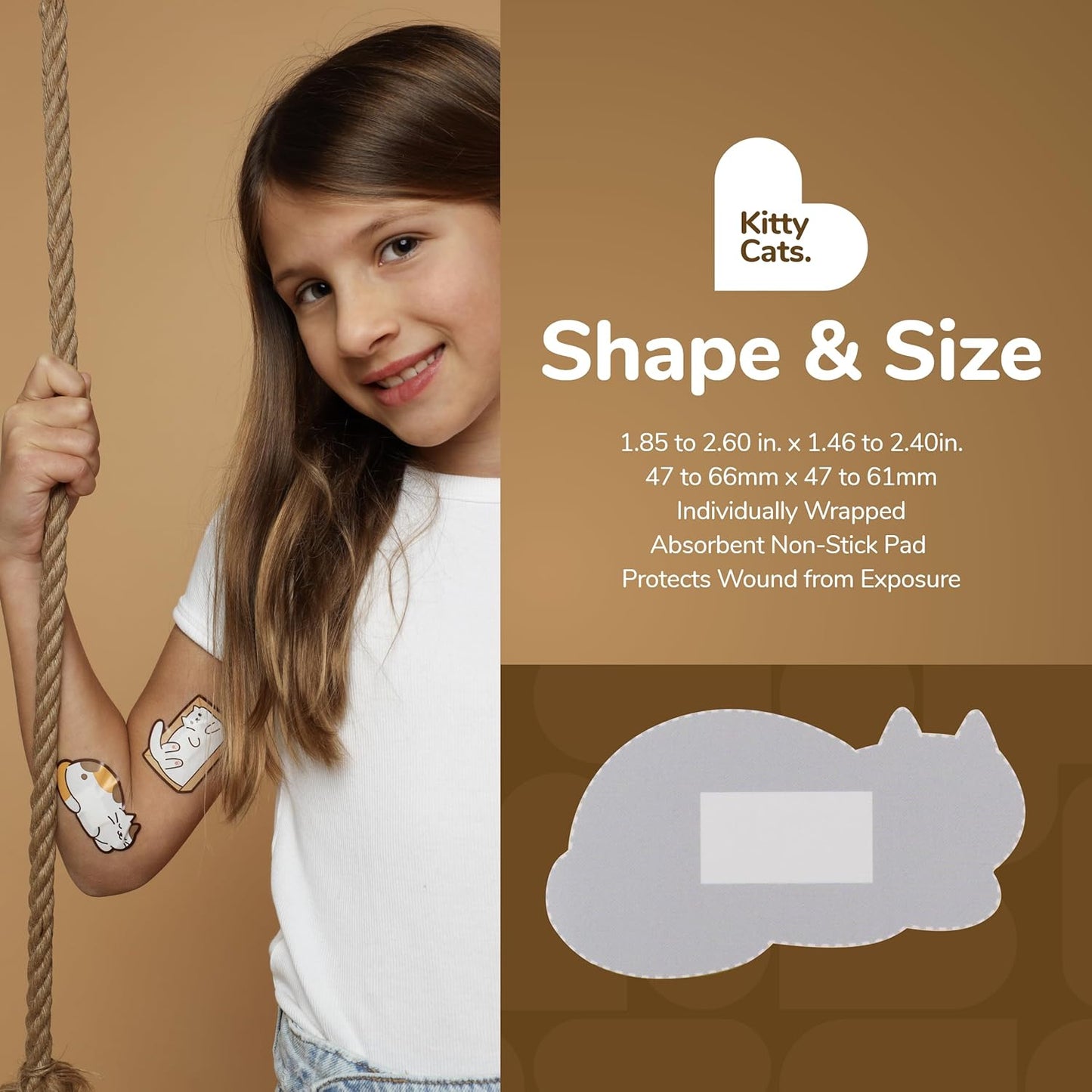 BioSwiss Kids Bandages, Kitty Cats Shaped Self Adhesive Bandage Set, Latex Free, Sterile Wound Care, 24 Count