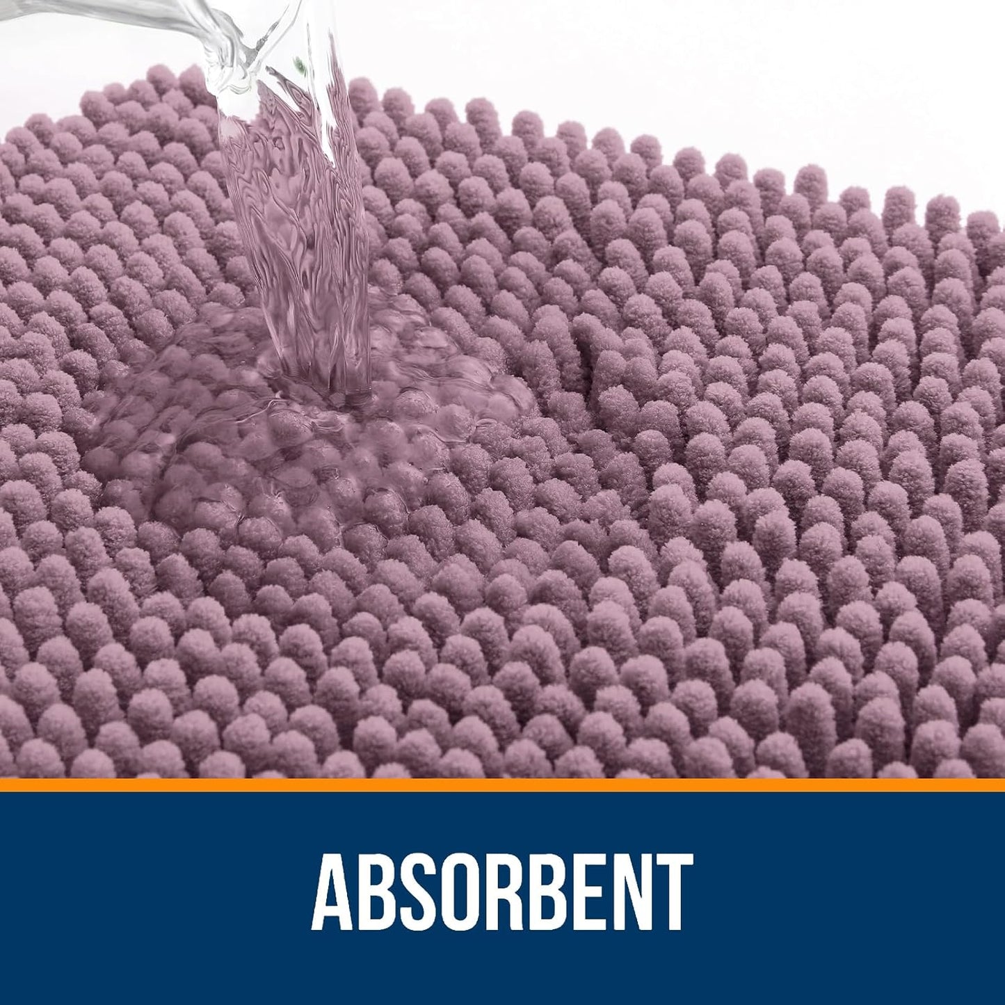 OLANLY Bathroom Rugs 47x20, Extra Soft Absorbent Chenille Bath Rugs, Rubber Backing Quick Dry, Machine Washable Bath Mats for Bathroom Floor, Tub and Shower, Home Decor Accessories, Deep Plum