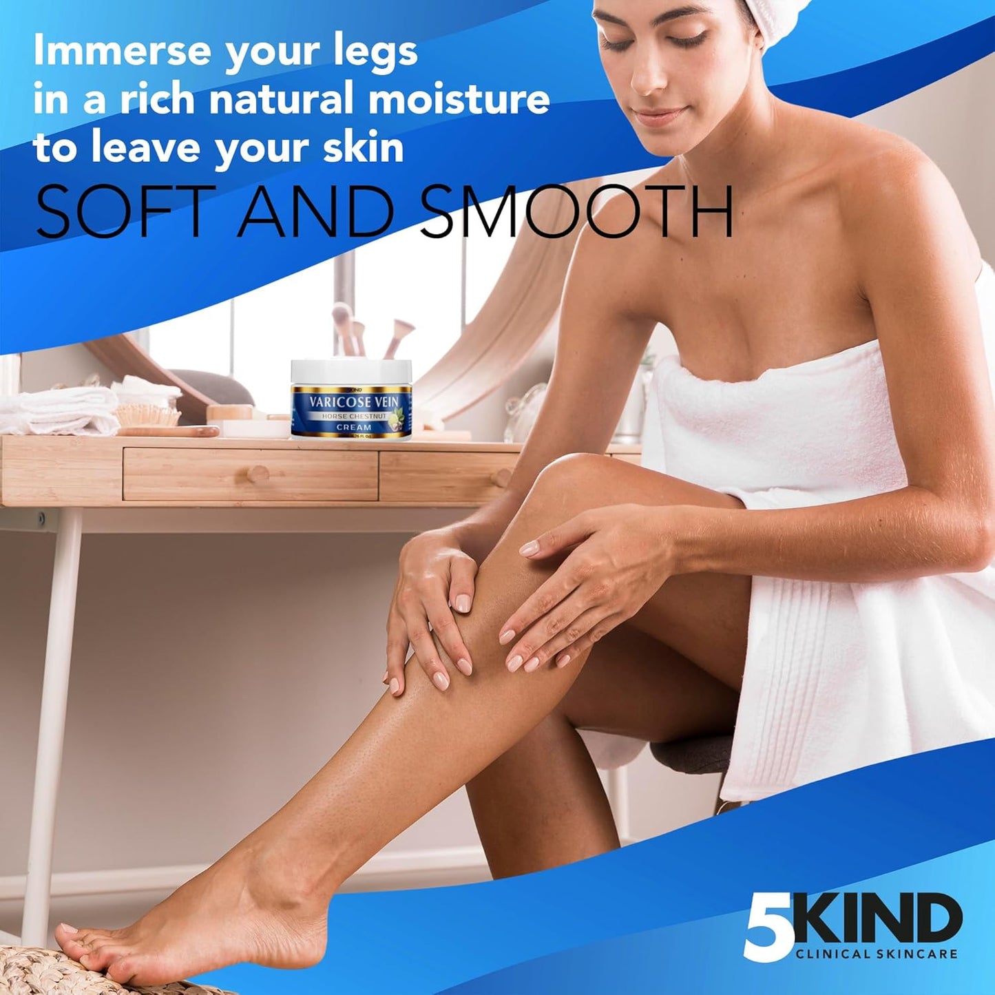 Professional Varicose Veins Cream 6.76 Fl Oz - Varicose Veins Treatment for Legs - Horse Chestnut Cream for Varicose Veins - Over 7 Natural Active Ingredients - Spider Veins Treatment by 5Kind