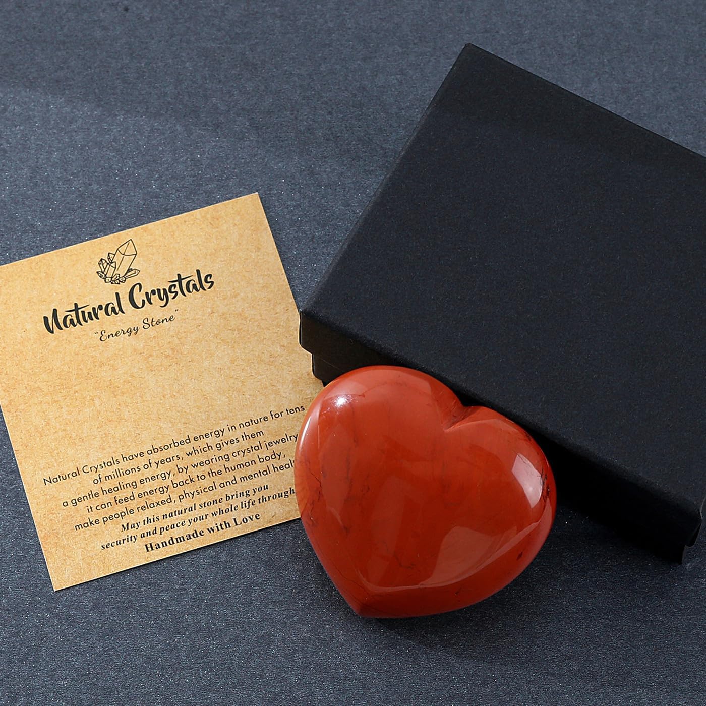 MAIBAOTA 60 mm Red Jasper Crystals Large Heart Red Stone Healing Crystals Natural Crystal Heart Reiki Gemstone Polished Heart Shaped Rocks Meditation Mothers Day Crystal Gifts for Mom Her