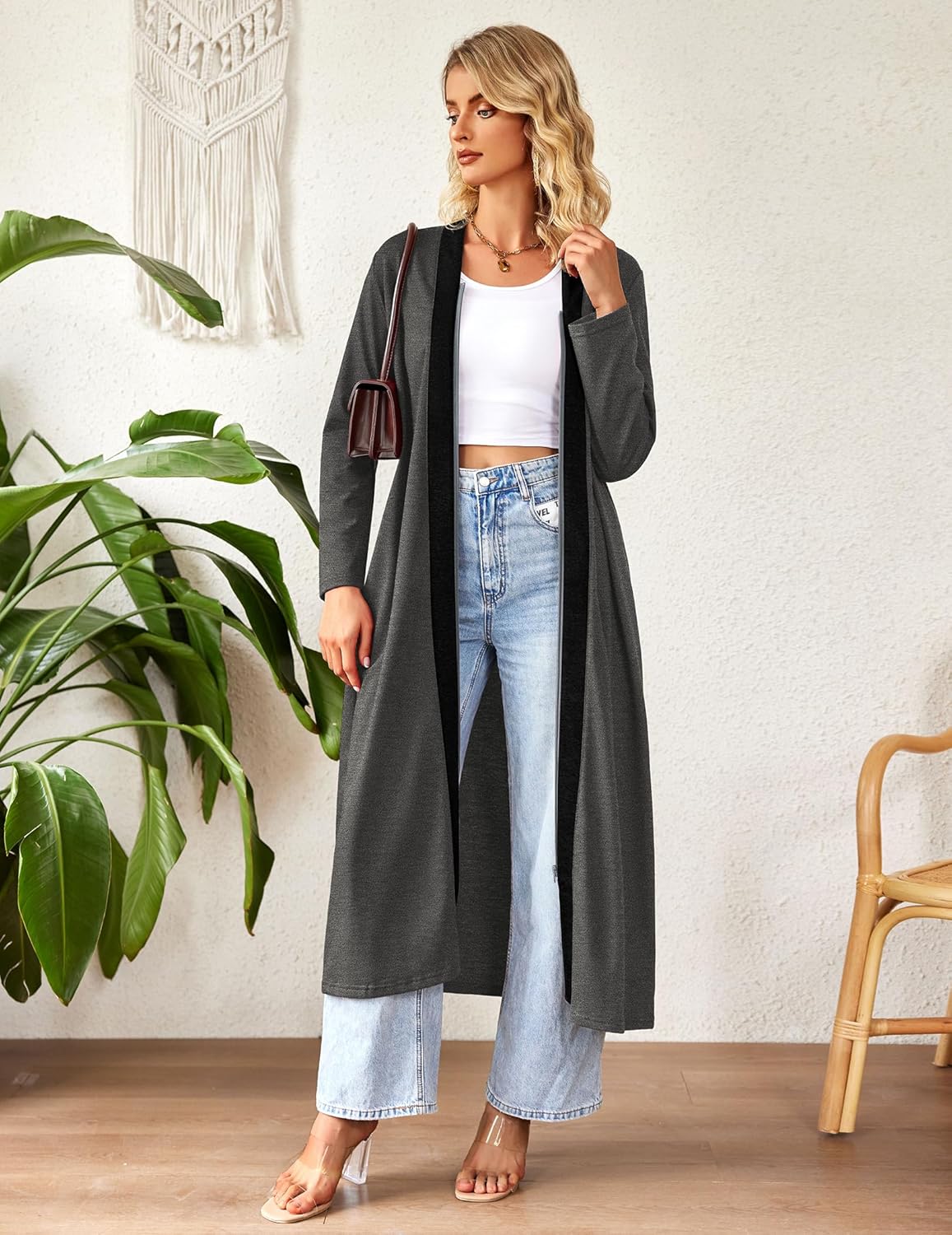 Ekouaer Women Zipper Robe Long Sleeve Loungewear Lightweight Housecoat Full Length Nightgown with Pockets