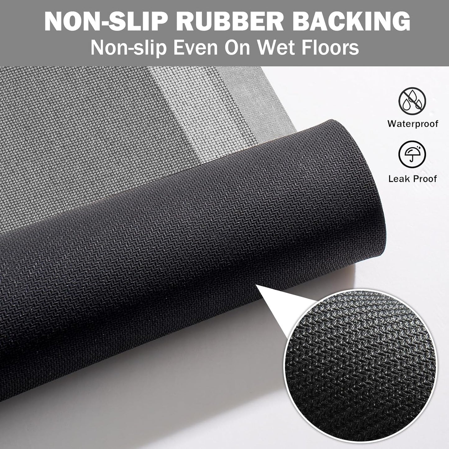 Non Slip Bath Mat, Rubber Backing Ultra Thin Bathroom Rugs Fit Under Door Quick Dry Super Absorbent Washable Bath Rug Shower Mat for Bathroom Floor Bathtub Sink, Easy Care Dark Grey 20"x 32"