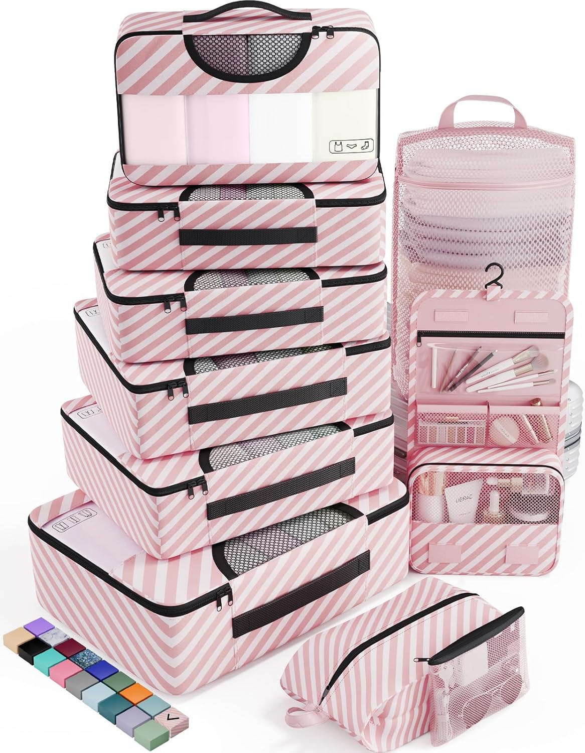 Veken 10 Set Packing Cubes for Travel Essential, Suitcase Organizer Bags in 4 Sizes, Carry-On Luggage Accessories with Large Laundry & Hanging Toiletry Bag, Must-Have for Airplane, Road Trip & Camping