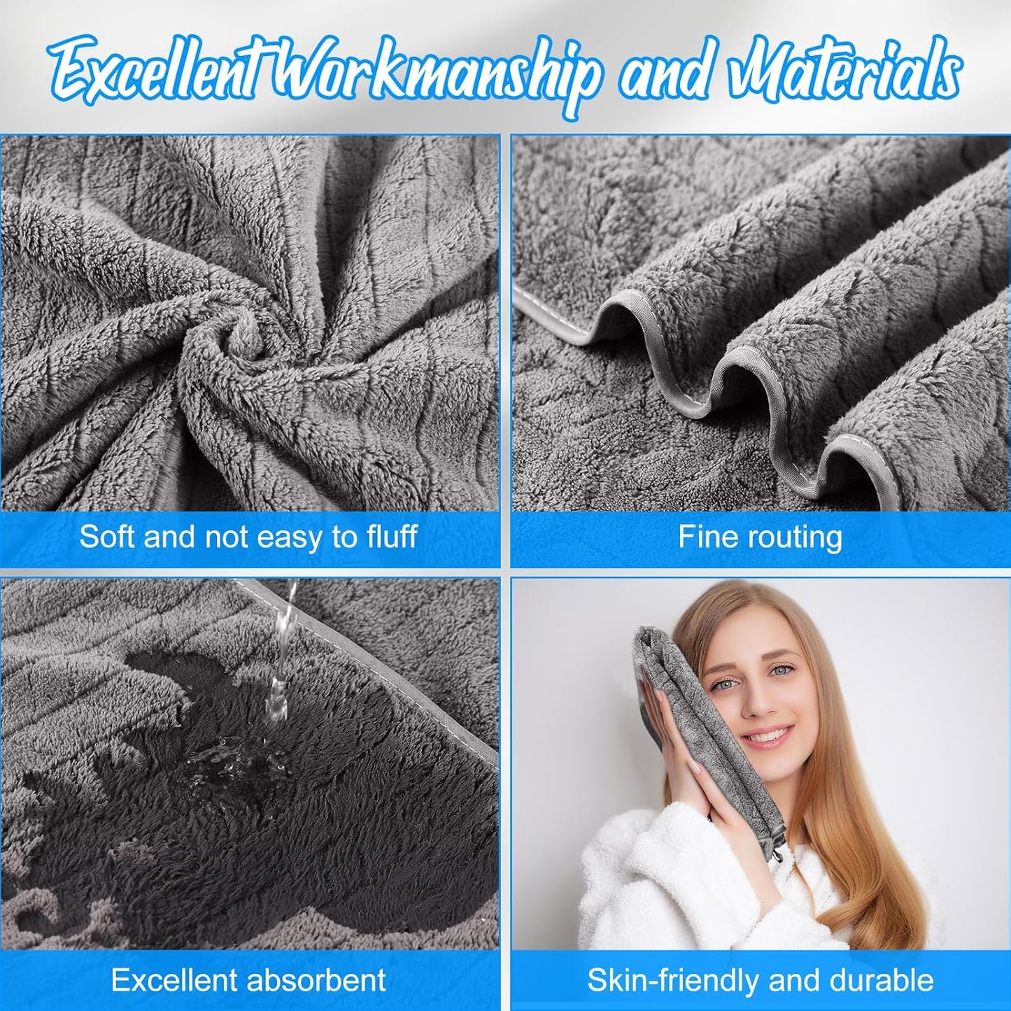 16 Pack Microfiber Bath Towels Bulk 27'' x 60'' Oversized Size Bath Towel Highly Absorbent Extra Large Soft Drying for Shower Beach Salon Winter Sport Spa Gym (Wheat,Gray)