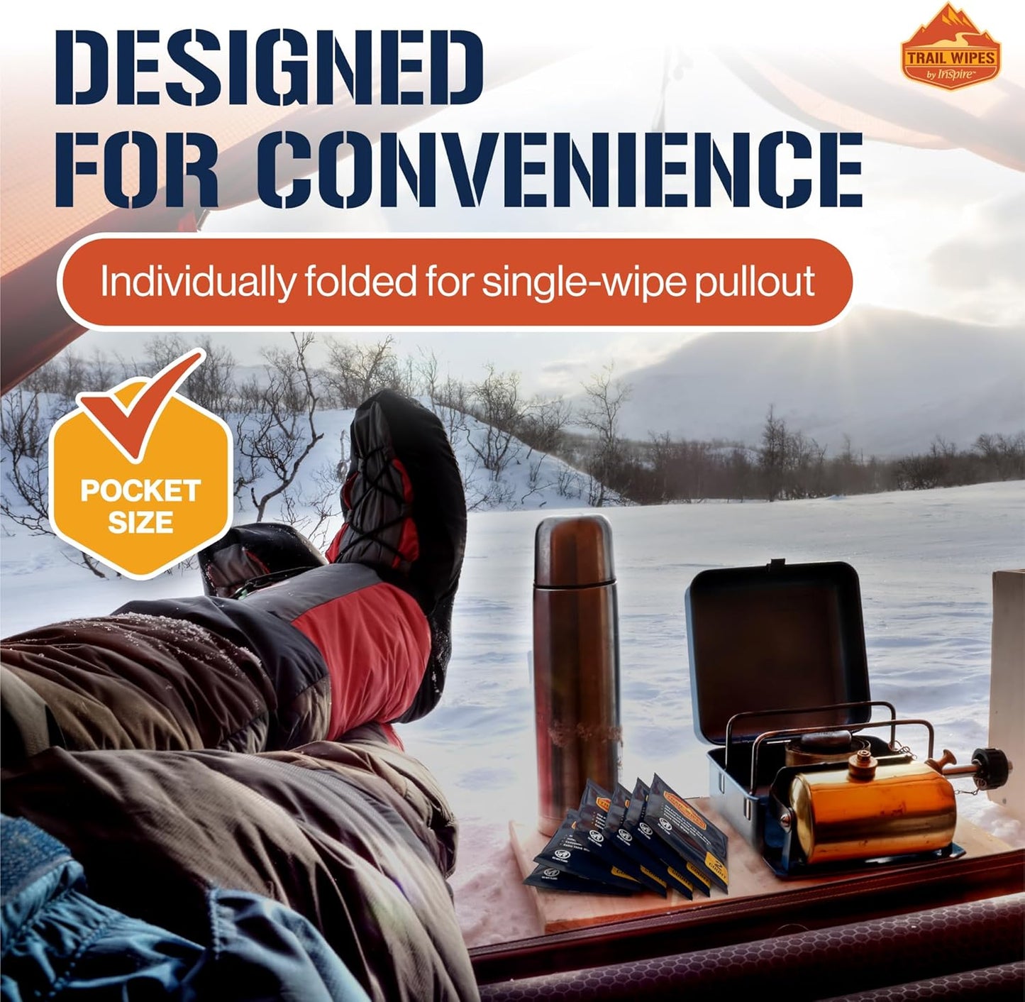 Inspire Trail Wipes | Camping Wipes Body Wipes Adults | Biodegradable Wipes For Camping, Travel, Gym With Aloe And Vitamin E | No Rinse Bathing Shower Wipes Women Or Men