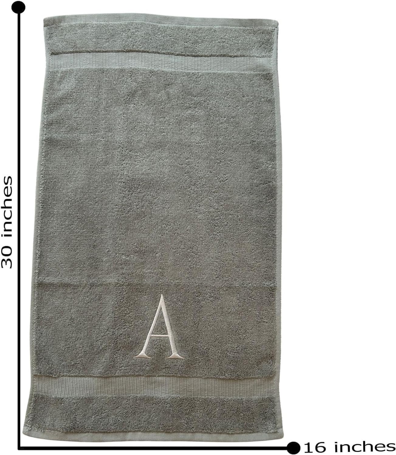 Gray Initial Hand Towel for Bathroom - Monogrammed Luxury Hotel Quality Decorative Embroidered Towel for Powder Room, Spa - GOTS Organic Certified - Set of 2 Silver Letter M