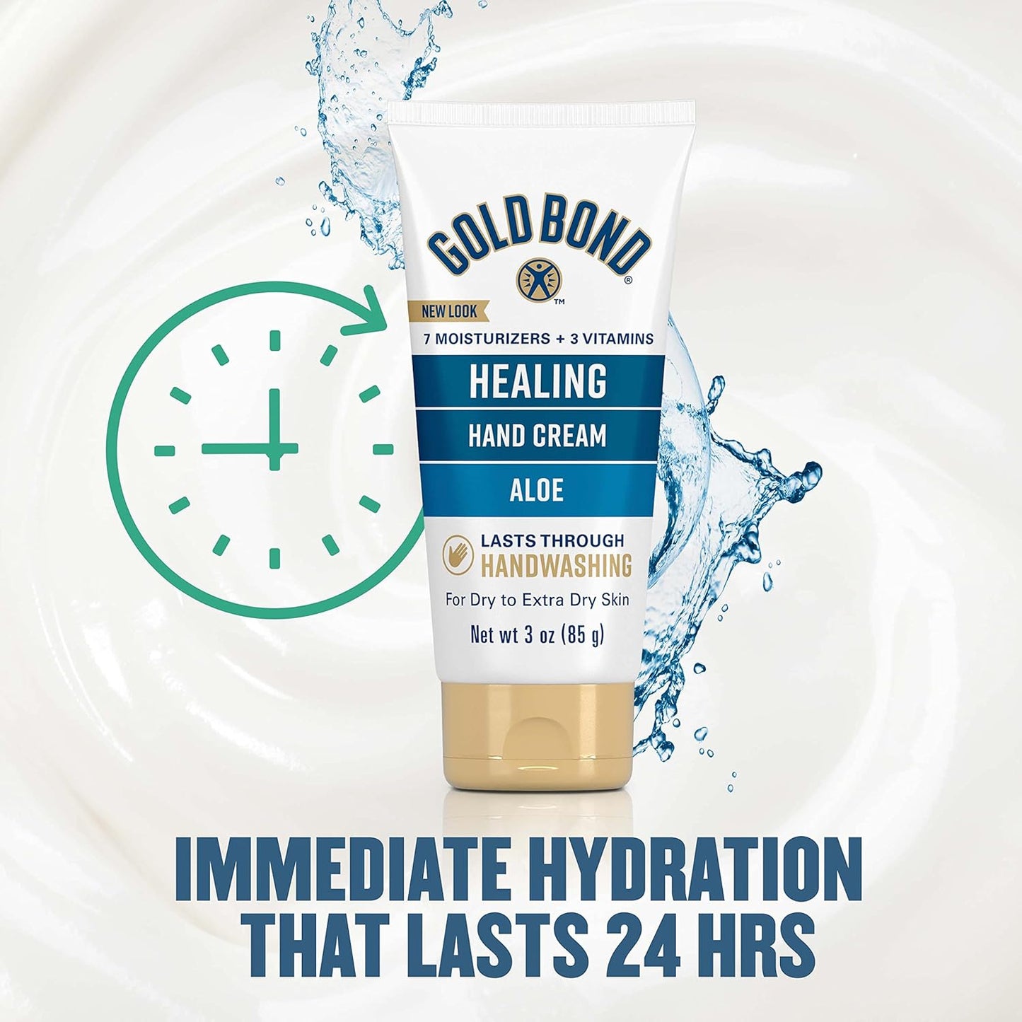 Gold Bond Healing Hand Cream, With Aloe, Hand Lotion for Dry Skin That Lasts Through Handwashing, 3 oz. (Pack of 2)