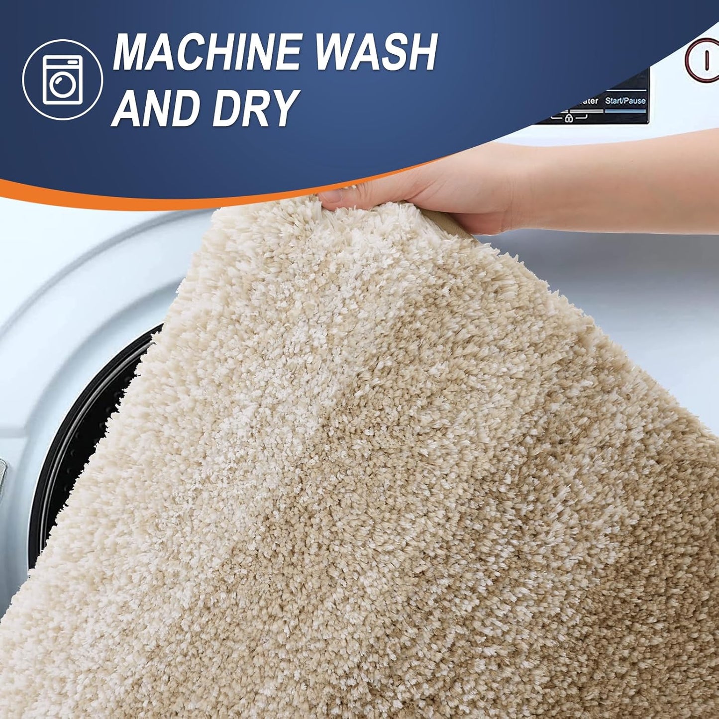 OLANLY Bathroom Runner Rugs 54x24, Extra Soft Absorbent Microfiber Bath Rugs, Rubber Backing, Quick Dry, Machine Washable Bath Mats for Bathroom Floor, Tub and Shower, Home Decor Accessories, Tan