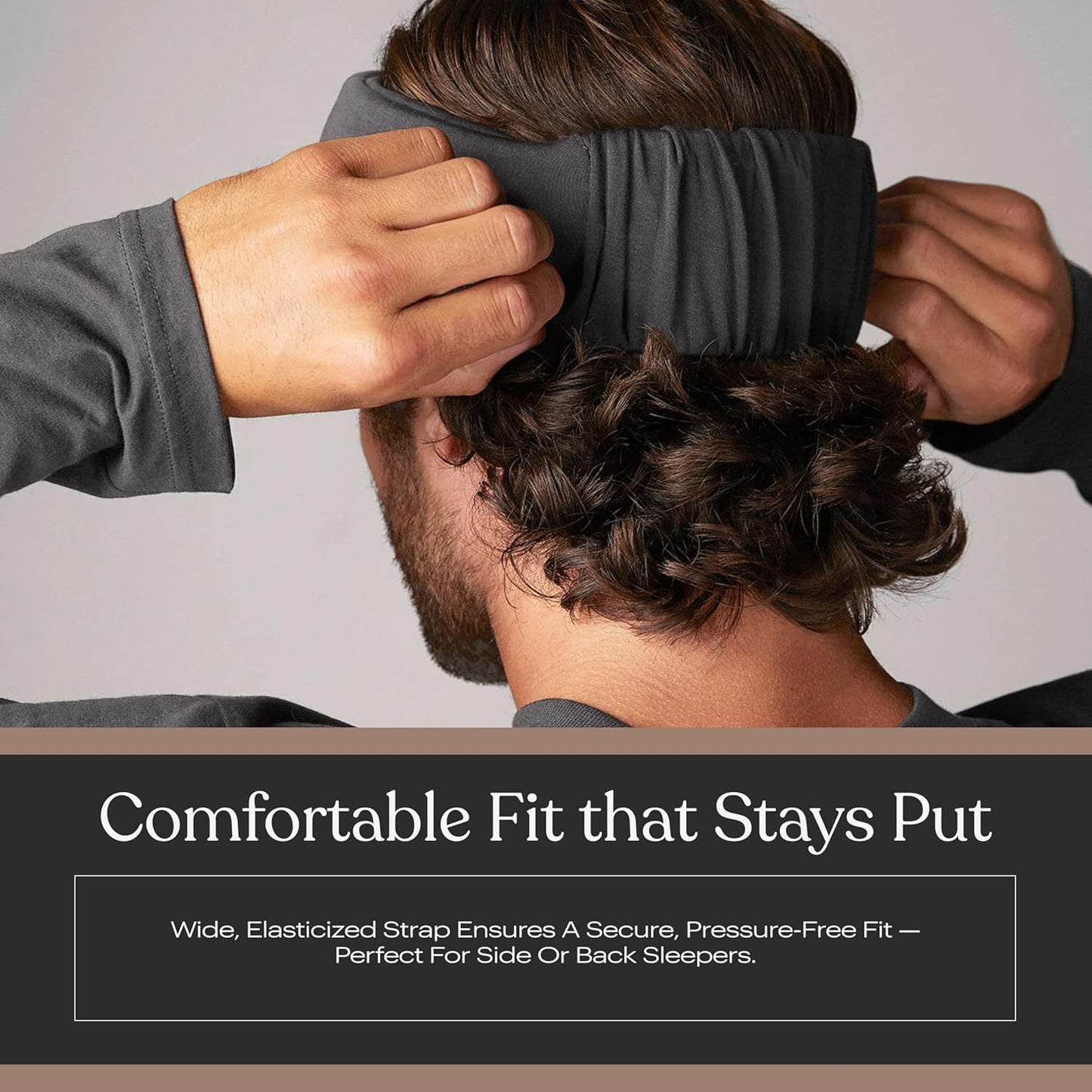 Lunya Sleep Mask with Box - Washable Silk Sleeping Mask and Headband for Beauty Routines - Thermoregulating Comfort for Restful Nights - Silk Eye Mask for Women - Large - Meditative Grey