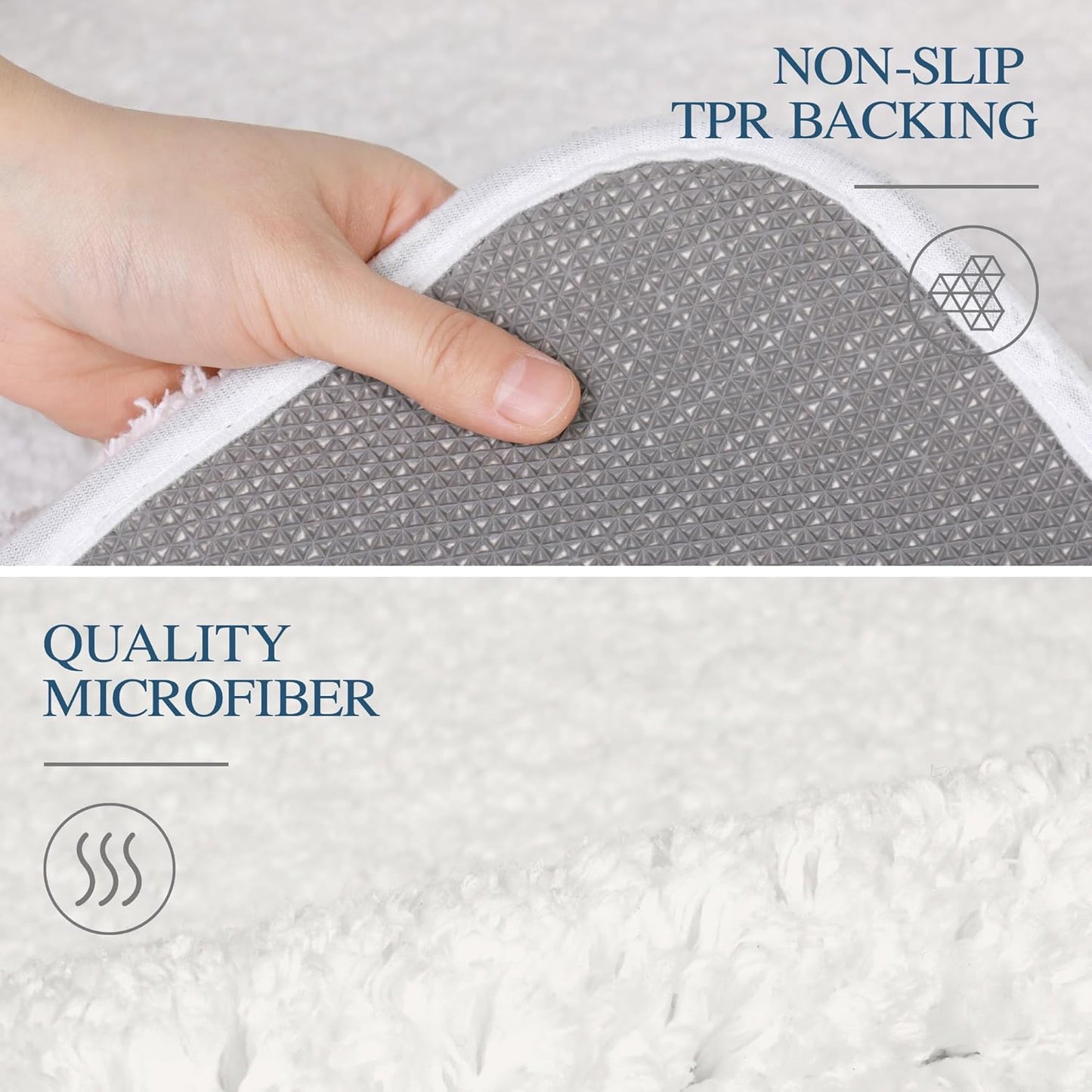 Walensee Bath Rug - Non Slip, Soft Microfiber Shaggy Bath Mat (20 x 32, Ivory) - Water Absorbent, Thick Plush Shower Mat - Machine Washable