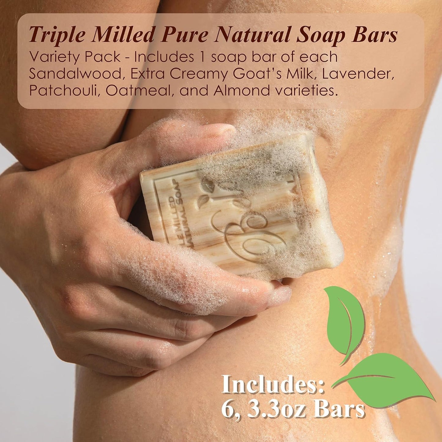 BELA Triple Milled Soap Variety Pack 3.3 OZ Pack of 6, Long Lasting French Triple Milled Bar Soap with Organic Shea Butter, Hand, Face and Body Wash Bar Made in Australia