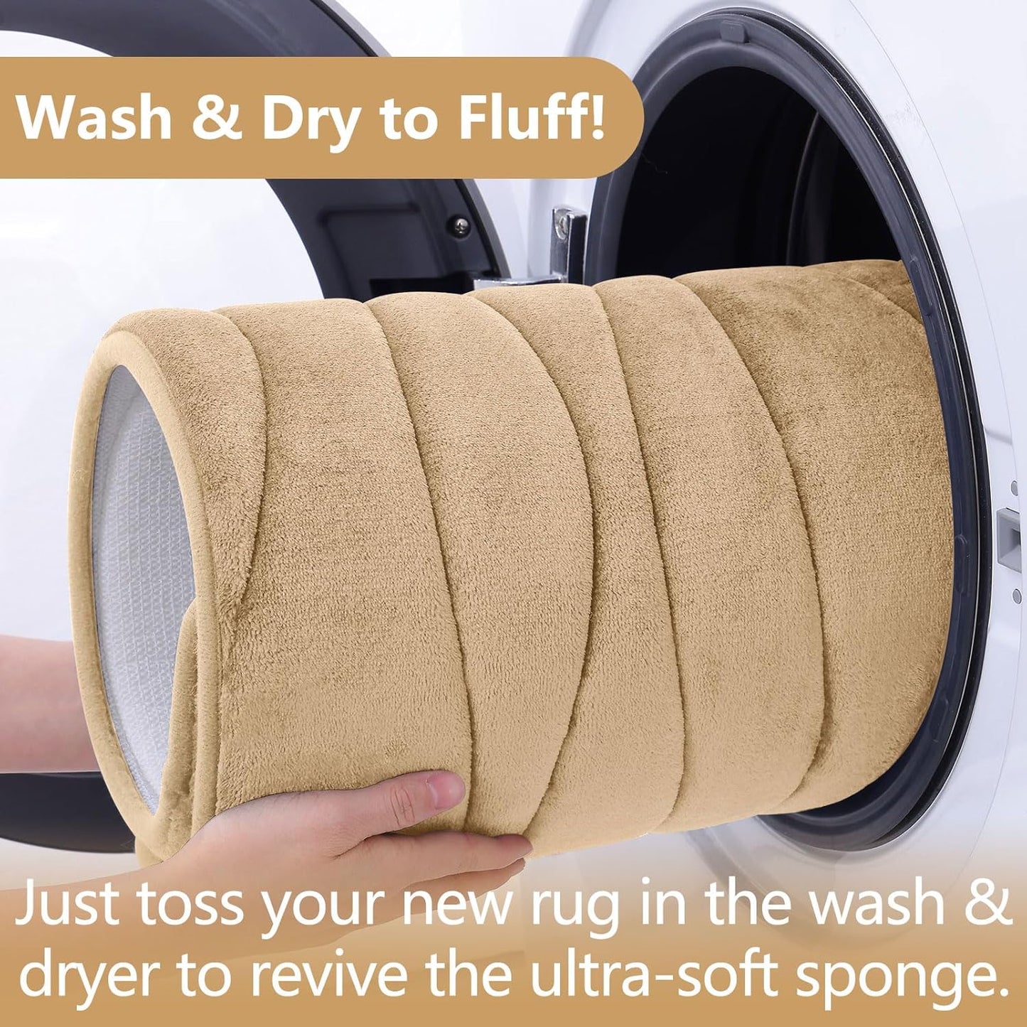 Buganda Memory Foam Bathroom Rug Mat 30x20, Extra Soft and Absorbent Bath Mats, Non-Slip and Machine Washable Bath Rugs for Bathroom Floor,Tub and Shower, Beige