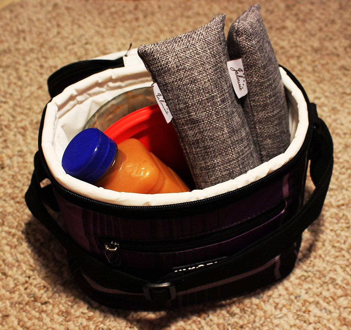 Jalousie 12 Pack Set 100 Grams Each Mini Bamboo Charcoal Bags Natural Air Purifier, Shoe Deodorizer and Odor Eliminator Multi-Purpose Charcoal Bag