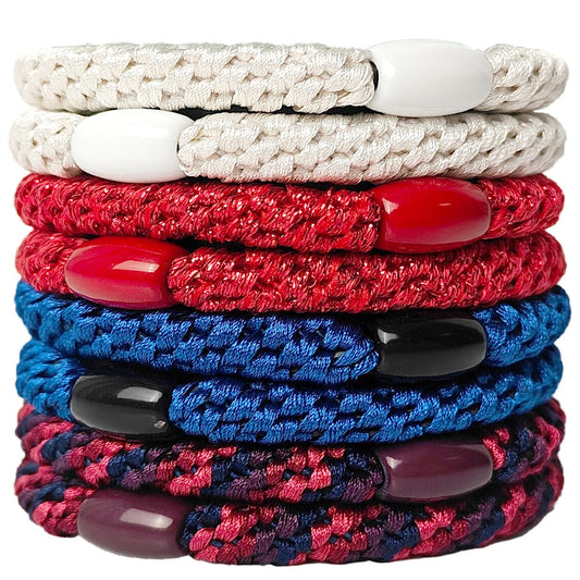 AXEN 8PCS Elastic Hair Tie for Women Girls, Cotton Bands Soft Woven Ponytail Holders for Thick Hair and Curly Hair, United Color