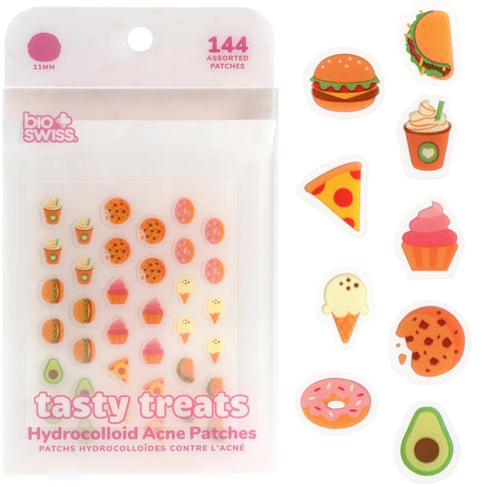 BioSwiss Tasty Treats Pimple Patches, Hydrocolloid Acne Patch for Zits and Blemishes, Face and Skin Stickers, 144 Count
