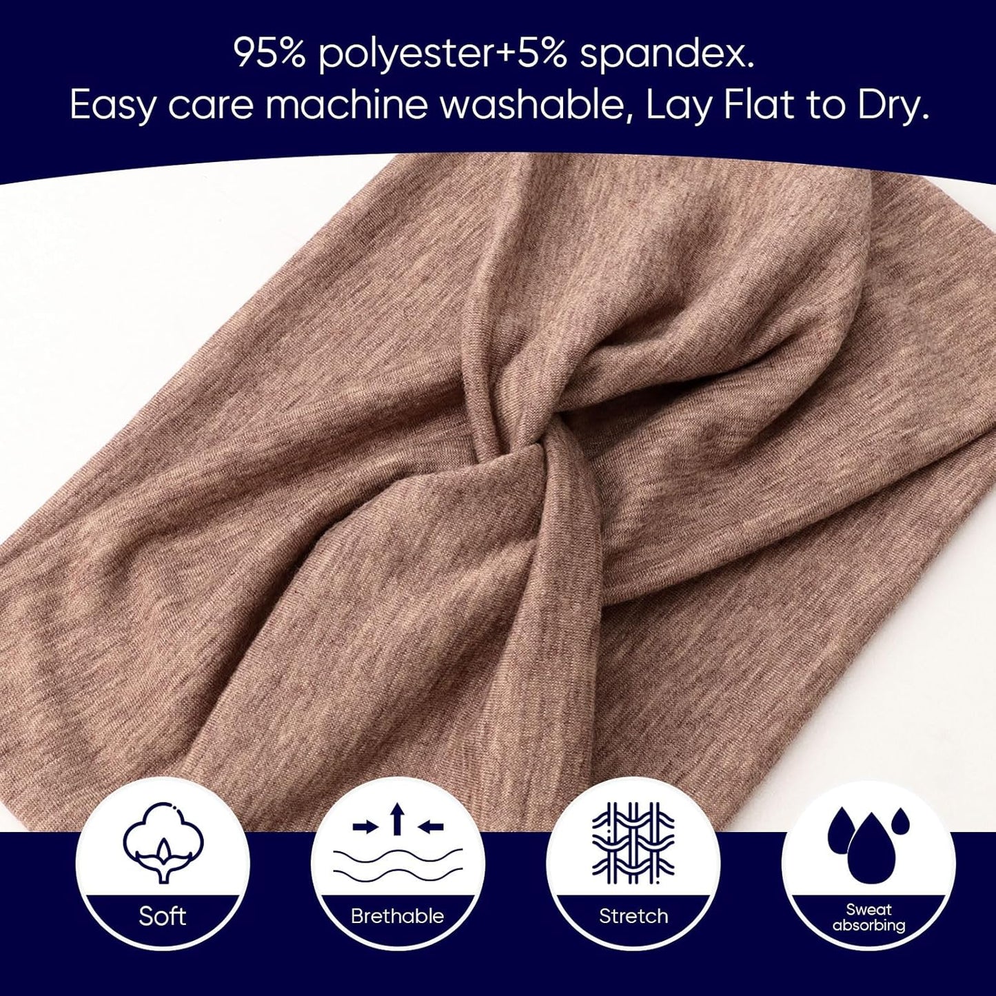 Extra Wide Headbands for Women Large Turban Headband Non Slip Boho Elastic Hairband Hair Twisted Knot Head Bands Accessories