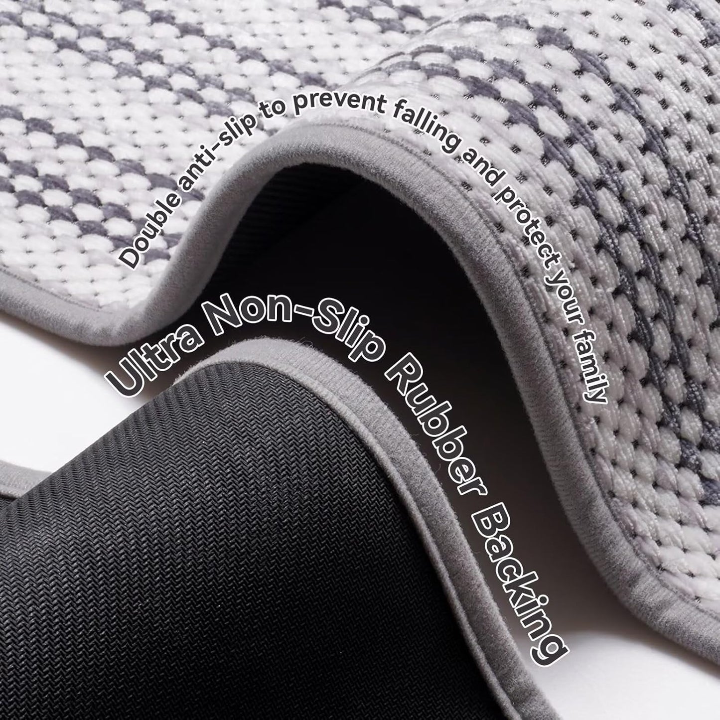 Grey Washable Bath Mat,Ultra Thin Soft Bath Rugs,Rubber Bath Mats for Bathroom,Quick Dry,Non-Slip,Fit Under Door,Super Absorbent Chenille Bathroom Rugs Shower,Sink Floor 20x31