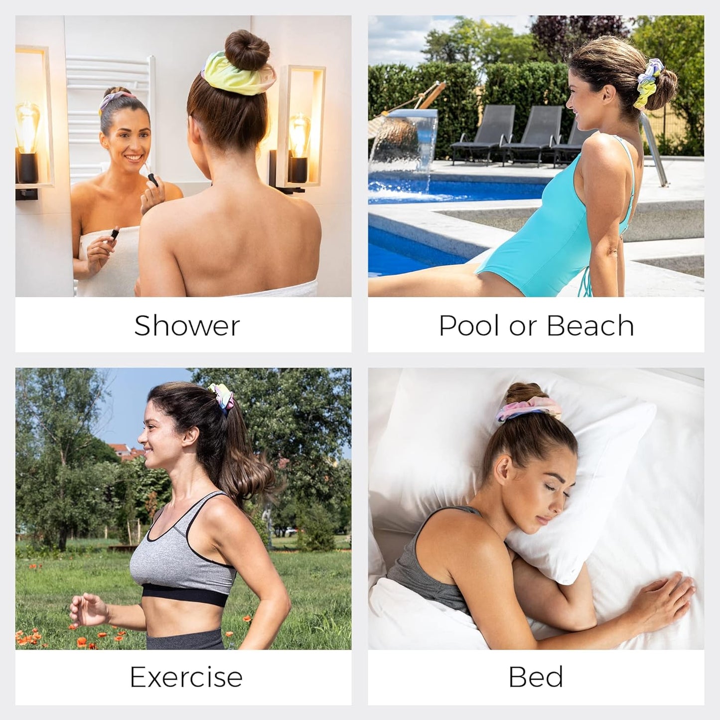 Microfiber Hair Drying Towel Scrunchies by The Perfect Haircare - Anti-Frizz & Silky Smooth - Ponytail/Bun Holder - Quick Drying & Absorbent - for Curly, Wavy, Long & Short Hair (Watercolor - 2pack)