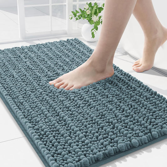 Arotive Luxury Chenille Bathroom Rug Mat, Extra Soft Thick Absorbent Shaggy Bath Rugs, Non-Slip Machine Wash Dry, Plush Bath Mats for Bathroom, Shower and Tub, 34x21, Smoky Gray