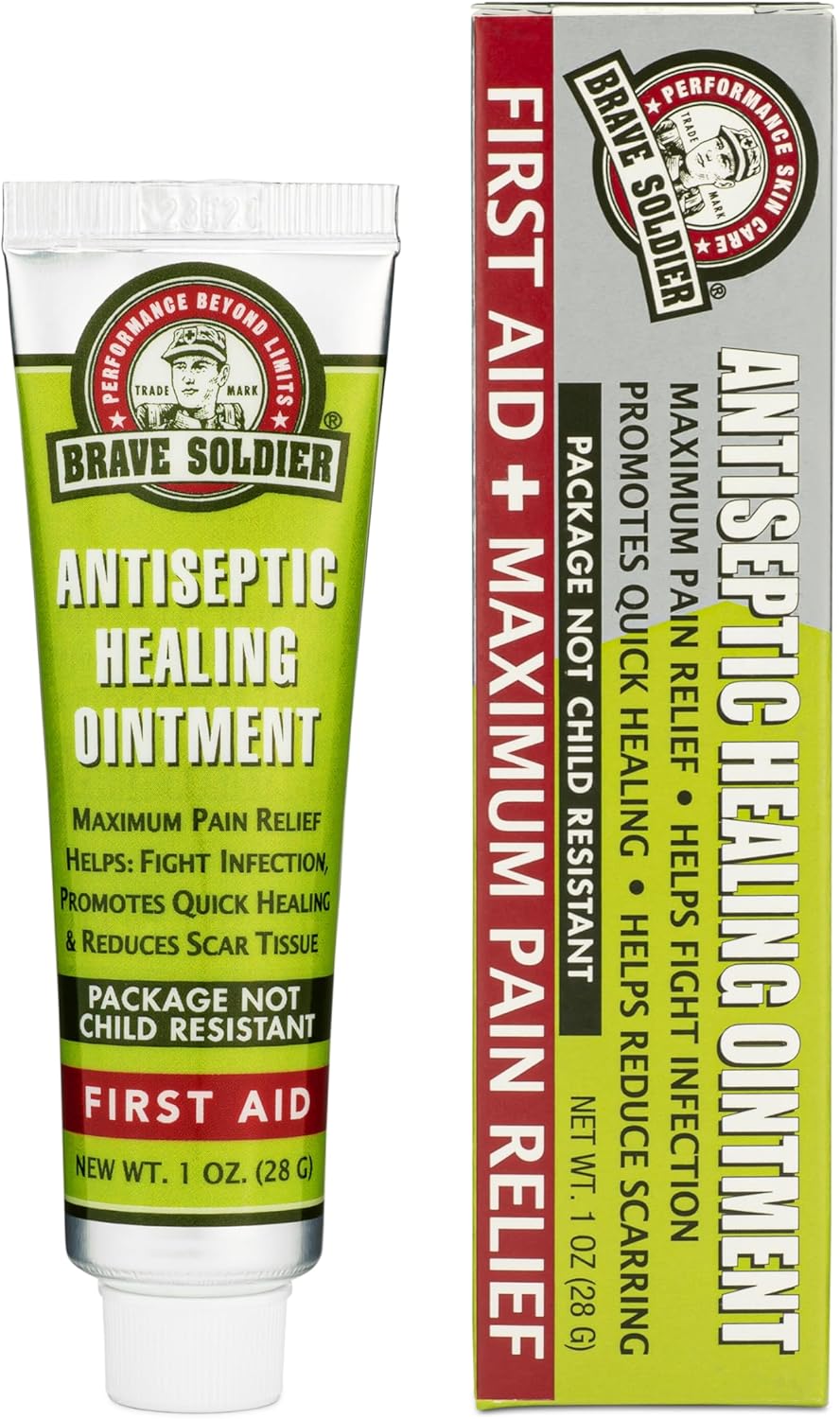 Brave Soldier Antiseptic Healing Ointment - Best Wound Care & Skin Repair Cream with Tea Tree Oil - First Aid Supplies for Burns, Wounds & More, 1 Ounce