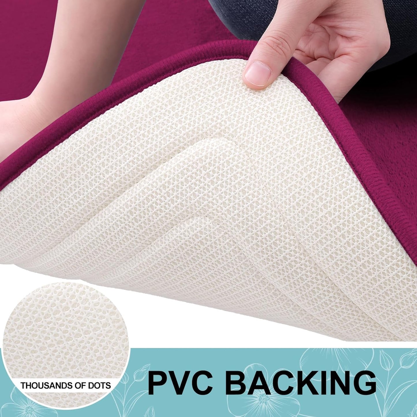 Grandaily Memory Foam Bath Mat Rug 30x20, Ultra Soft, Non-Slip and Absorbent Bathroom Rugs, Machine Wash Dry, Comfortable Bath Carpet for Bathroom Floor, Tub and Shower, Burgundy