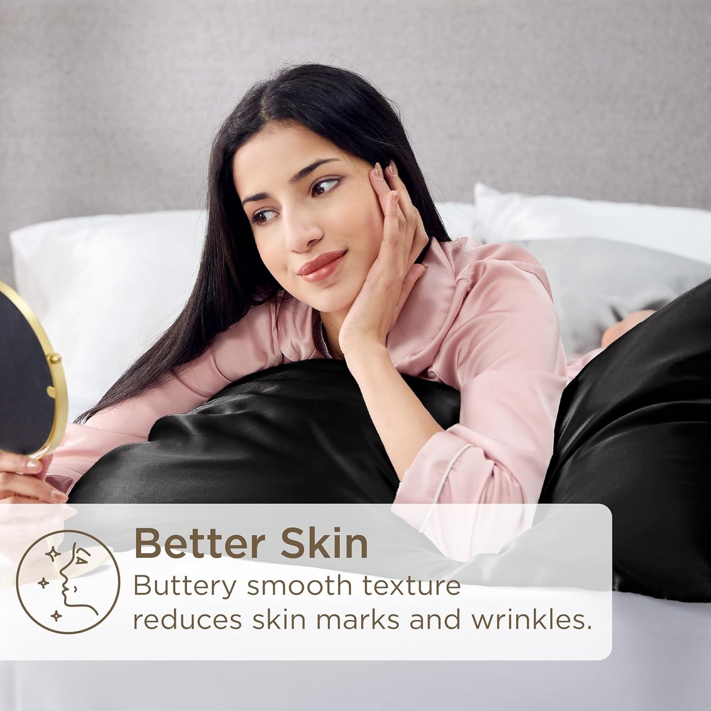 Bedsure Satin Pillowcases Standard Set of 4 - Black Silk Pillow Cases for Hair and Skin 20x26 inches, Satin Pillow Covers 4 Pack with Envelope Closure, Gifts for Women Men