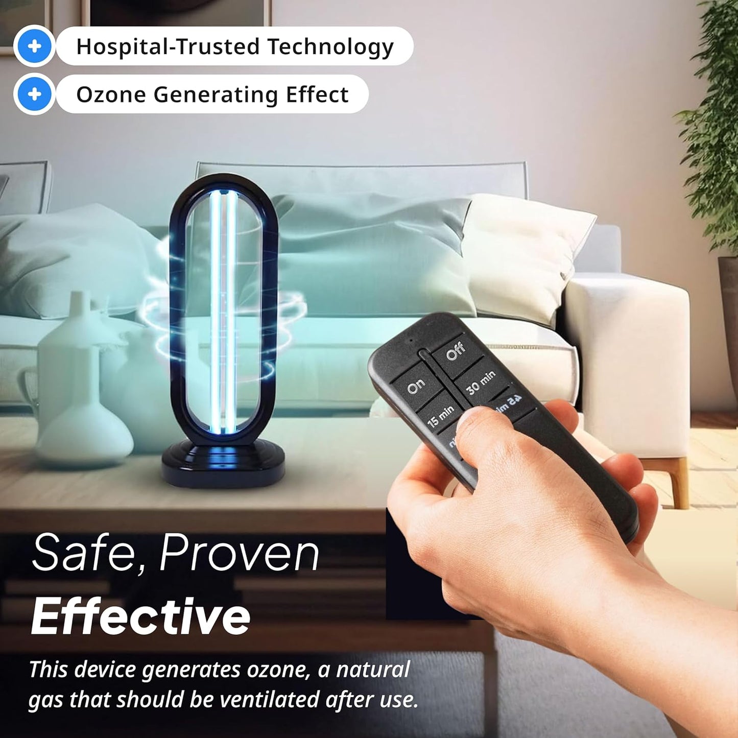 Swissklip HaloUV, Mold Remover, Home Disinfection Device, Dust Mites Remover, UV Light Sanitizer, Ultraviolet Sanitizer for Home, Room & Kitchen, Ultraviolet Light with 4 Speed Timings