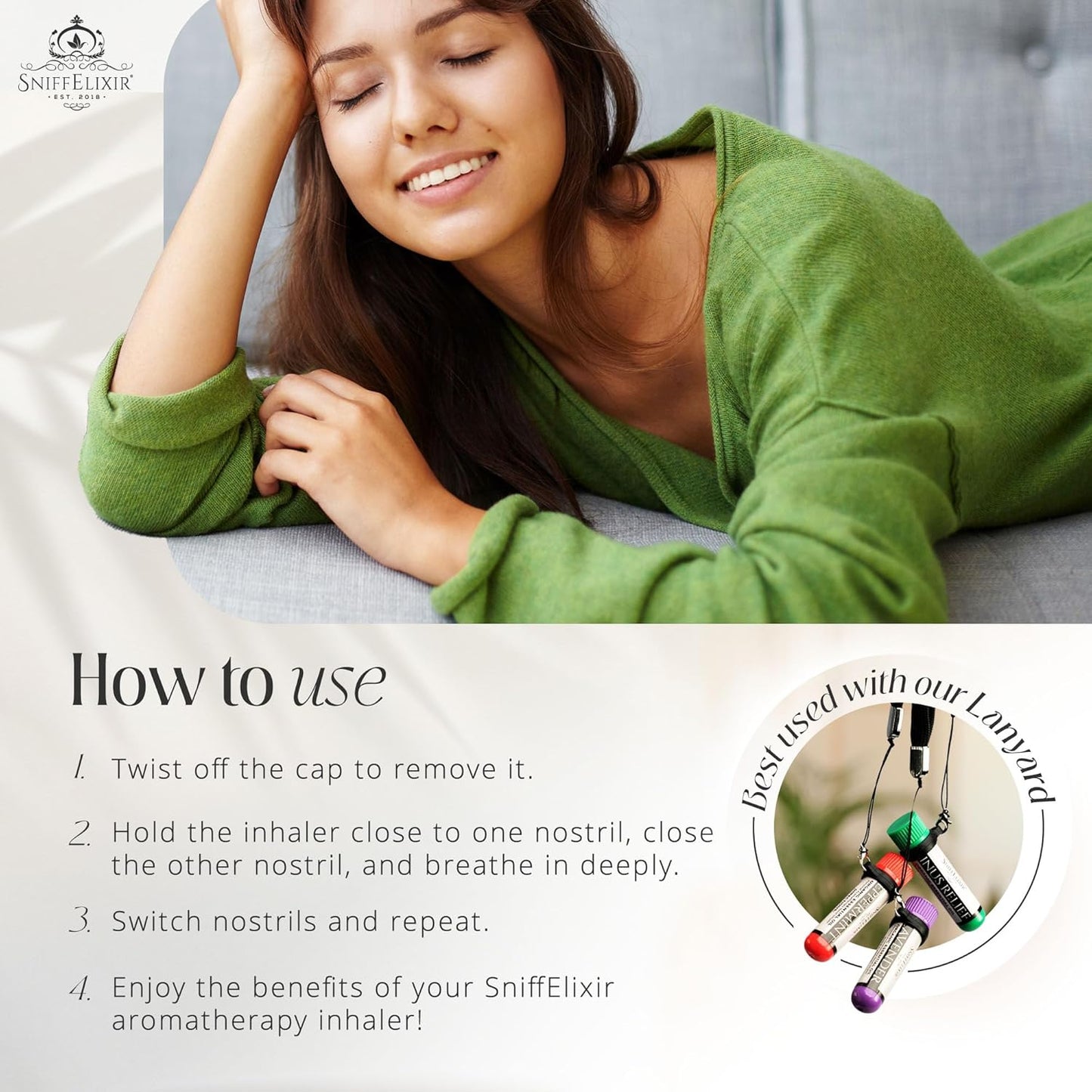 2 Pack Camphor Nasal Stick + Peppermint Nasal Inhalers – Aromatherapy Inhaler Sticks for Cough, Motion Sickness, Nausea Stick, Headaches and Migraines – Portable Nasal Inhalers for Adults