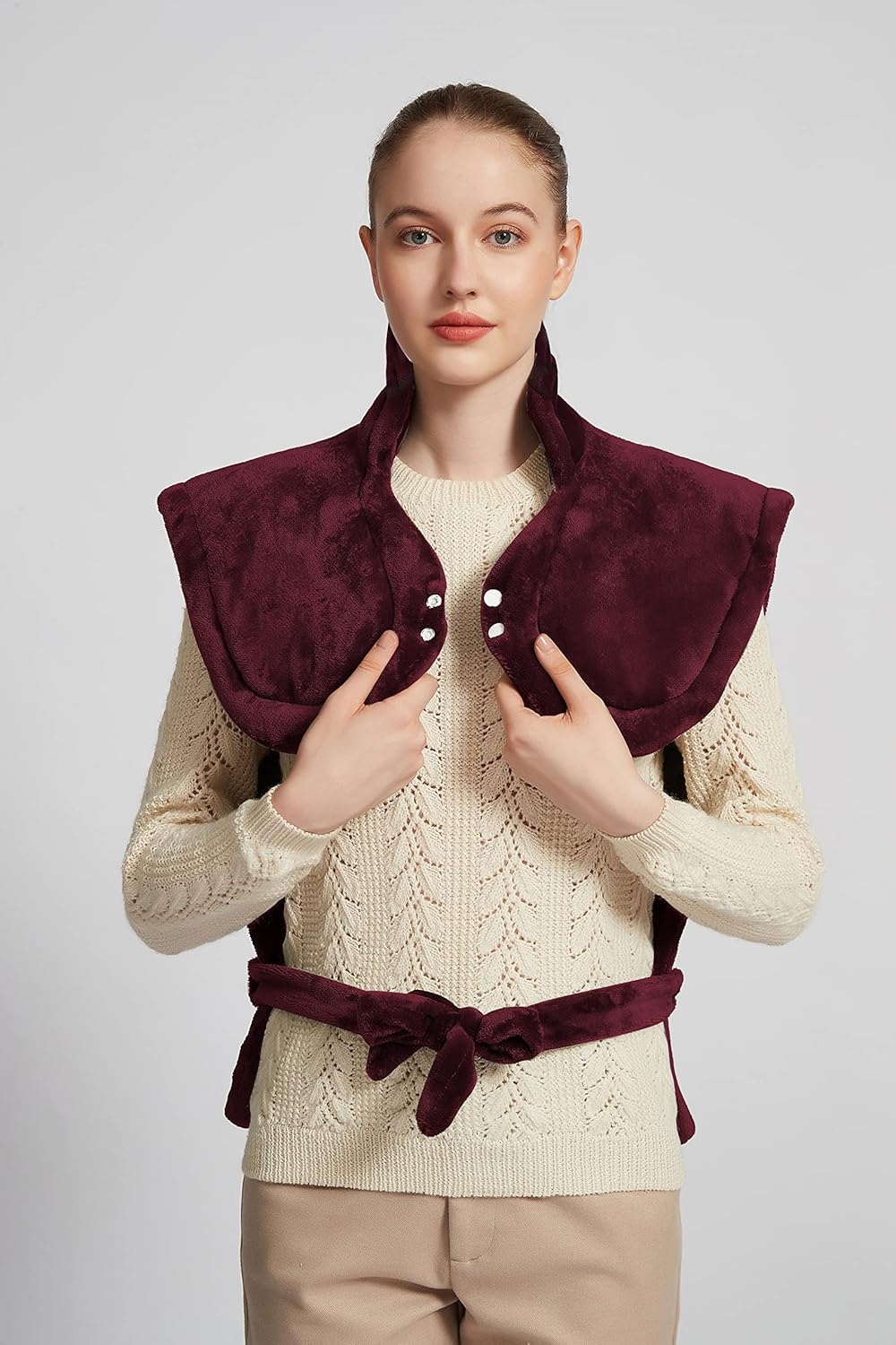 Ambershine 26"x35" XXXL King Size Neck& Shoulder& Back Heating Pad with 12 Temperature Settings& 4 Auto-Off Countdown Timers, Pain Relief for Back/Neck/Shoulder, Christmas Gift for mom dad (Red)