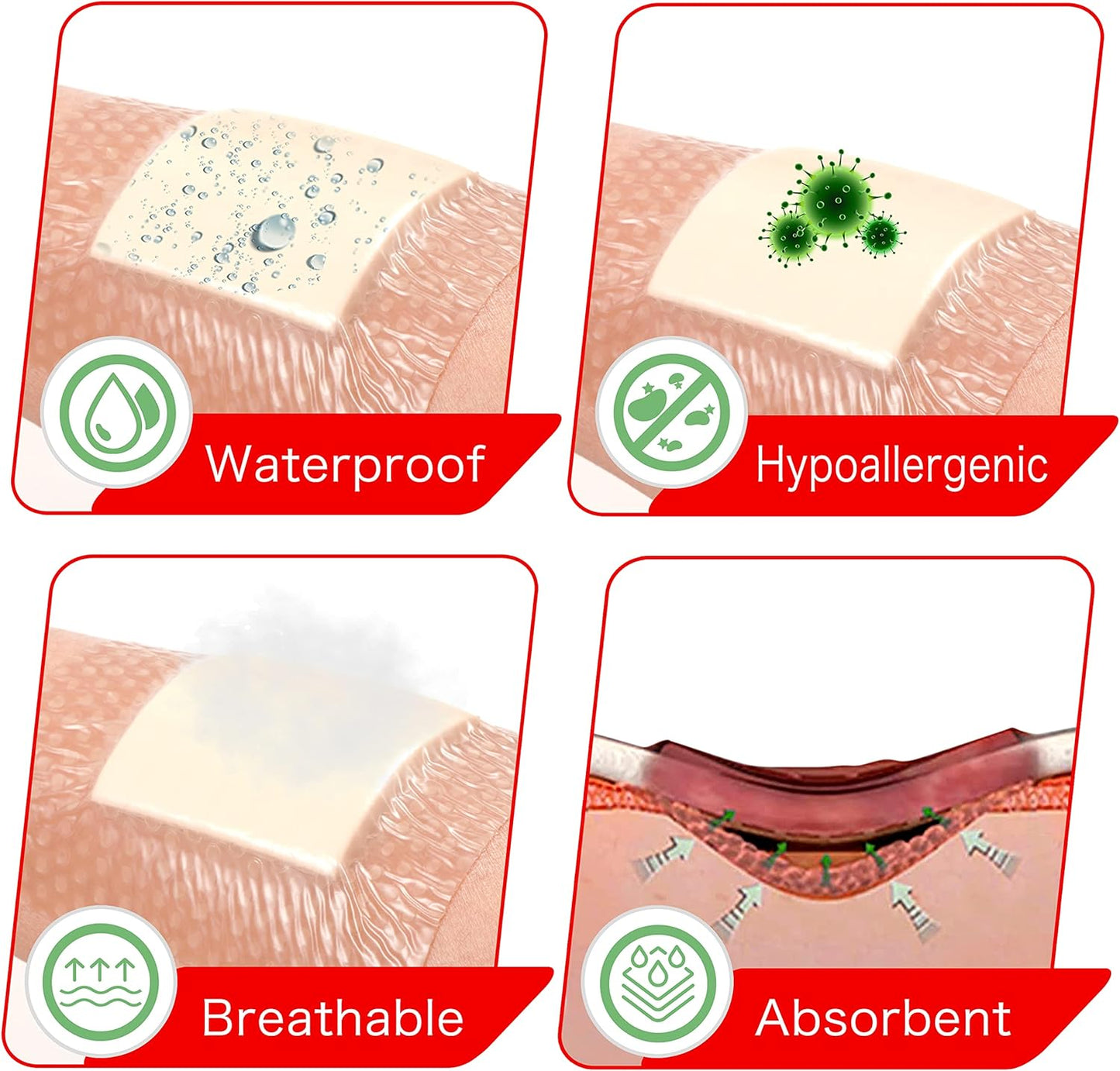 FRESINIDER 2" x 5" Pack of 10 Silicone Foam Wound Dressing - Waterproof Adhesive Bandages with Bordered - Super Absorbent & Breathable for Optimal Wound Care