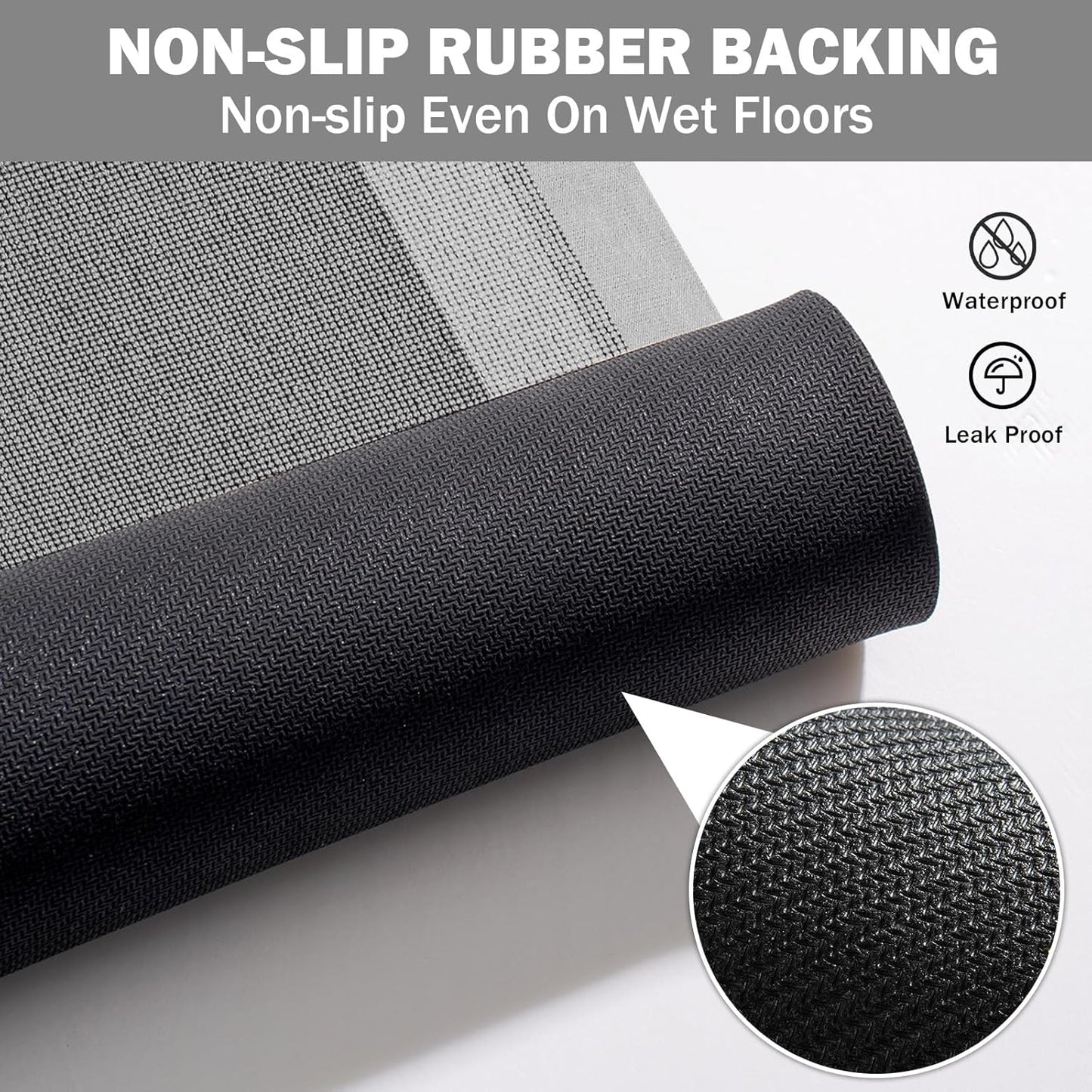 Non Slip Bath Mat, Rubber Backing Ultra Thin Bathroom Rugs Fit Under Door Quick Dry Super Absorbent Washable Bath Rug Shower Mat for Bathroom Floor Bathtub Shower Sink, Easy Care Gray 20"x 32"