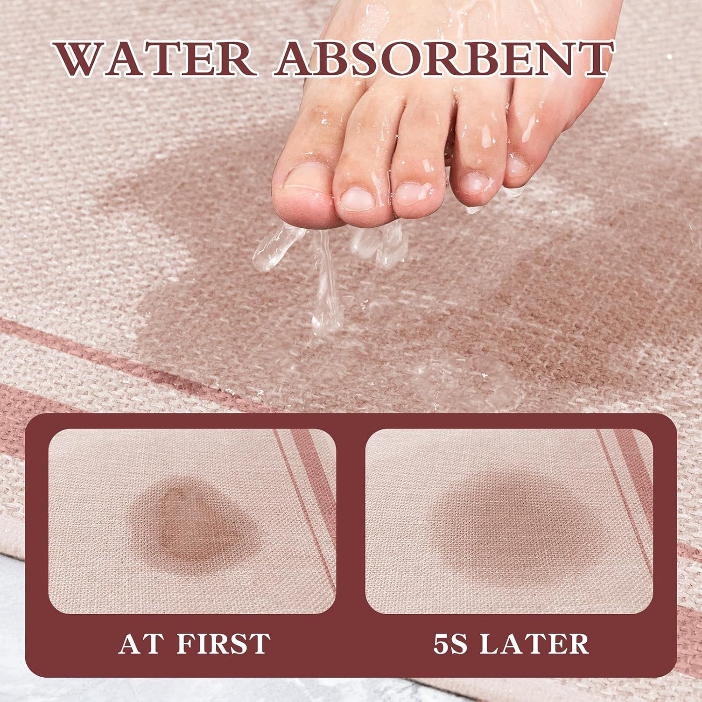 chakme Bathroom Rugs Mat 24x17, Ultra Thin Non Slip Bath Mat Small Quick Dry Absorbent Bath Mat for Bathroom Floor, (Light Pink, 24"x17")