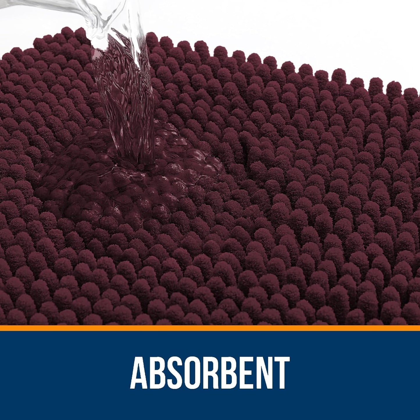 OLANLY Bathroom Rugs 30x20, Extra Soft Absorbent Chenille Bath Rugs, Rubber Backing Quick Dry, Machine Washable Bath Mats for Bathroom Floor, Tub and Shower, Home Decor Accessories, Black Cherry