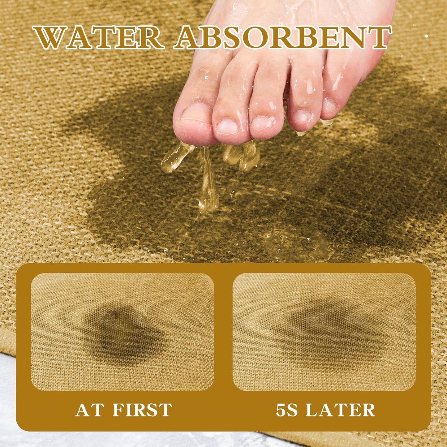 chakme Bathroom Rugs Mat 47x25, Ultra Thin Non Slip Bath Mat Large Quick Dry Absorbent Bath Mat for Bathroom Floor, (Yellow, 47"x25")