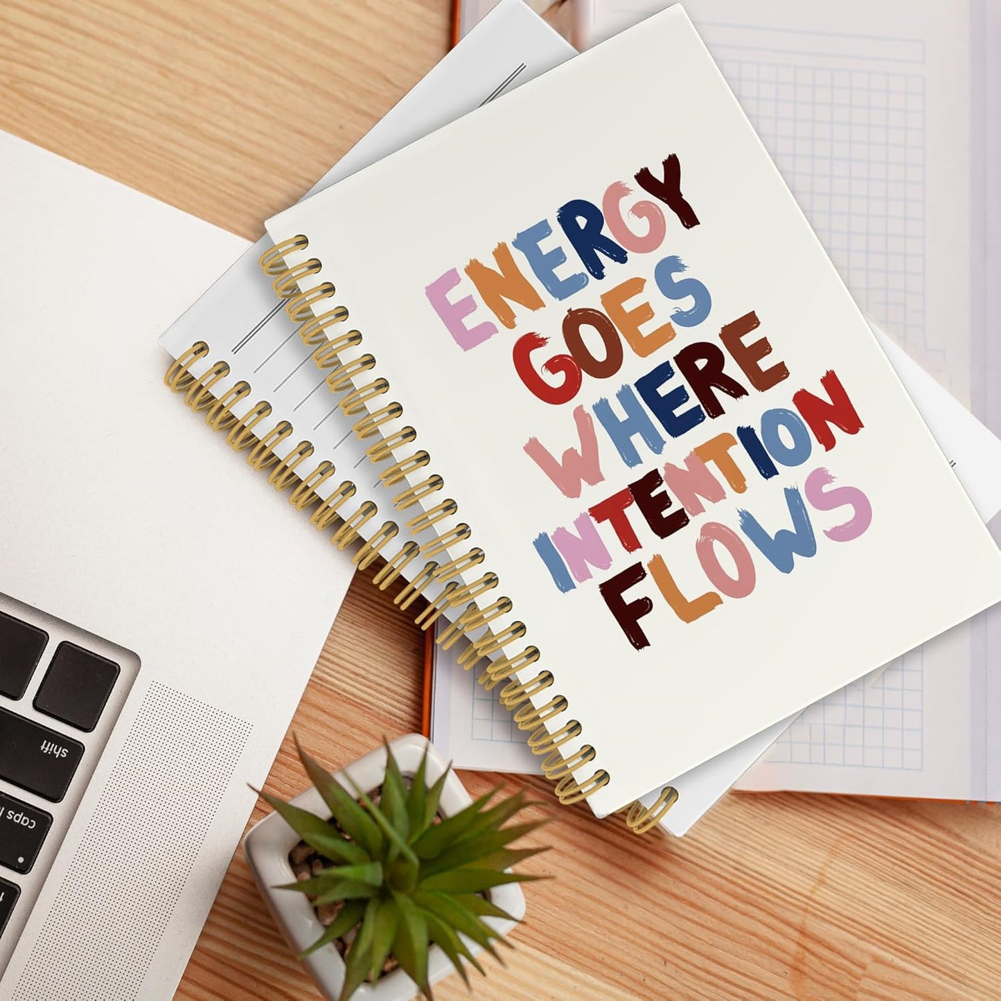 Inspirational Notebook, Trendy Colorful Aesthetic Positive Positivity Office School Supplies Journal Notebooks, Inspirational Gifts for Women, Motivational Hardcover Spiral Notebook 5.5x8.3 Inch