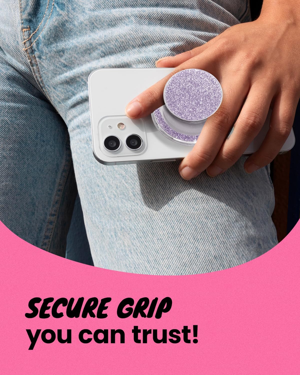 Bling Bling Glitter Phone Grip & Stand - Elegant Magsafe Compatible Phone Holder for Secure Grip and Hands-Free Viewing (Violet)