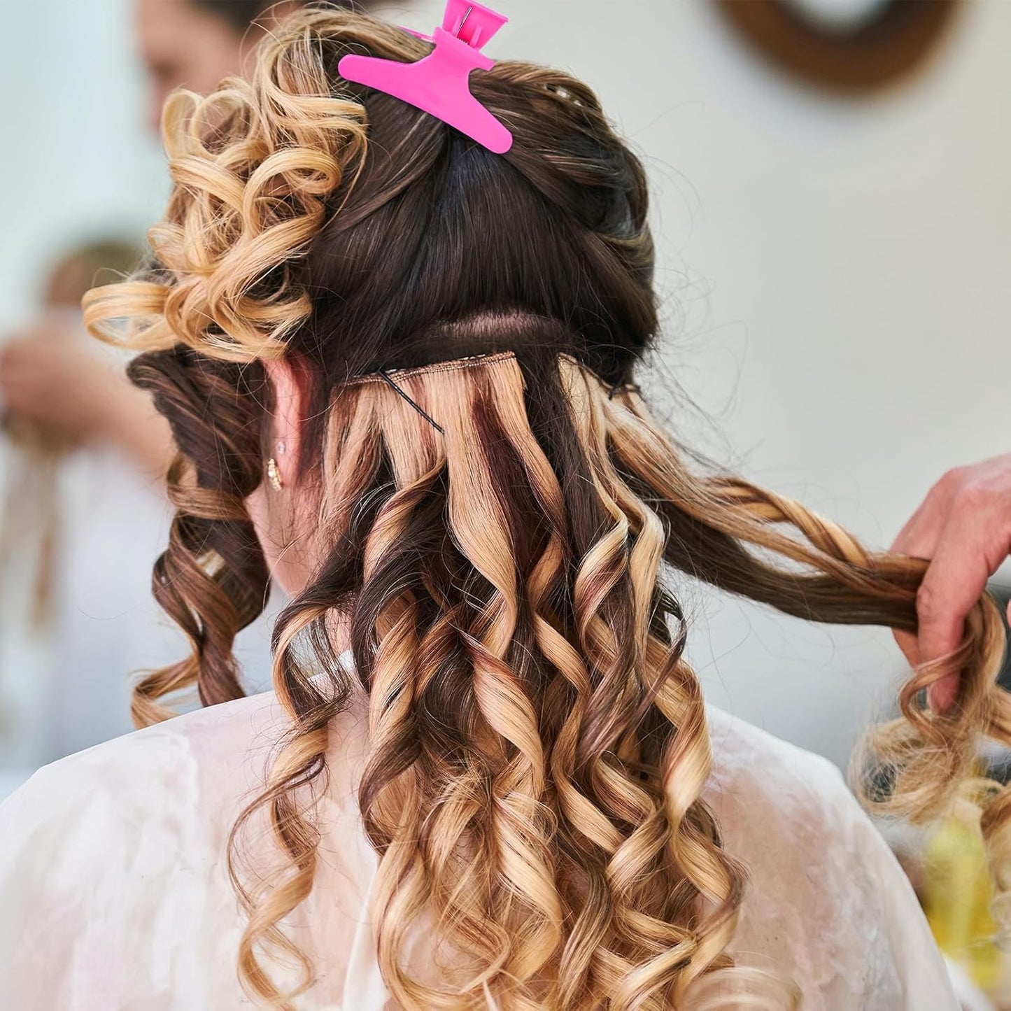 Ondder Hot Pink Hair Clips for Styling Sectioning Butterfly Pro Hair Claws Clamps Clips for Cutting, Styling, Sectioning, Coloring Hair Styling Claw Clips Hair Accessories